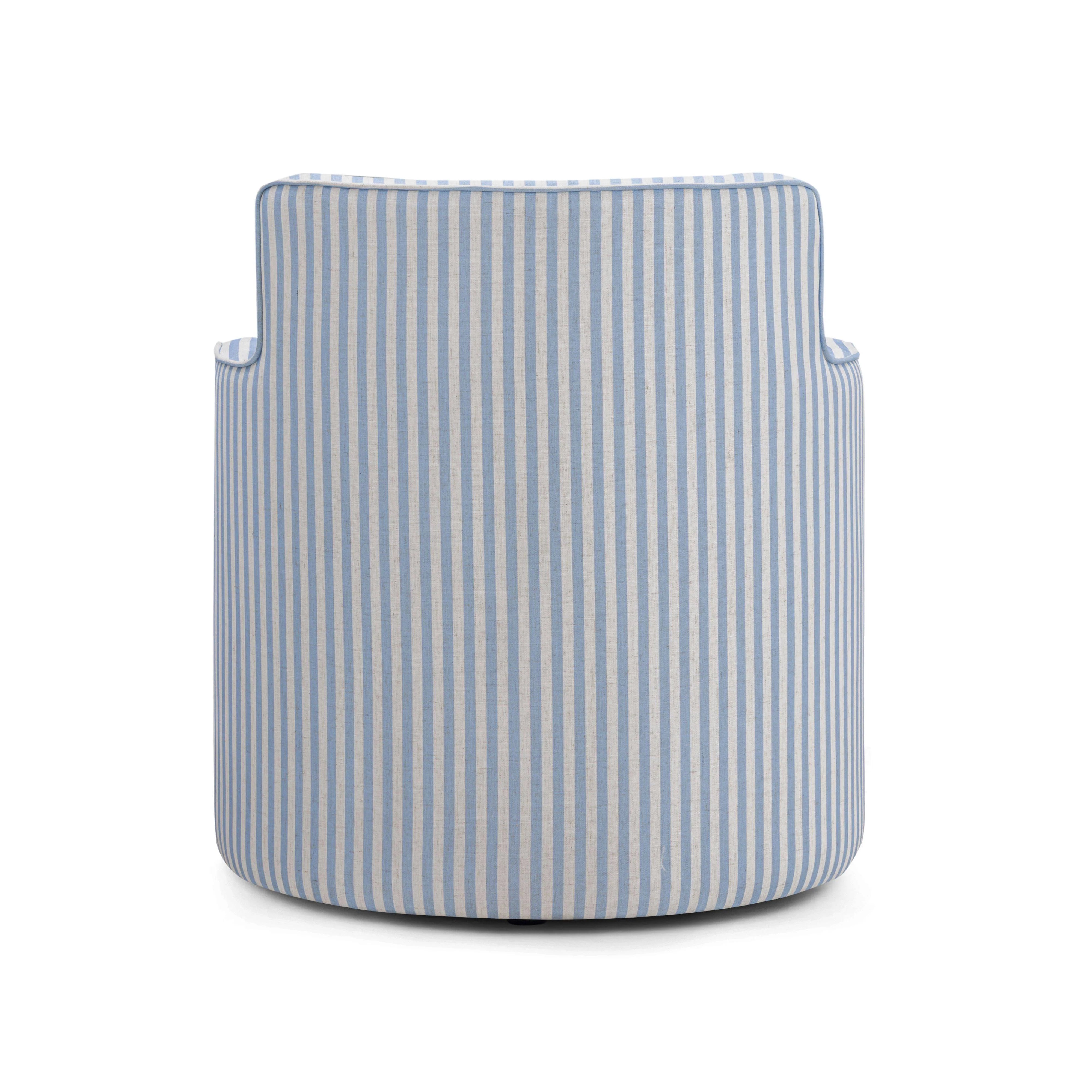 Passe Striped Linen Swivel Chair