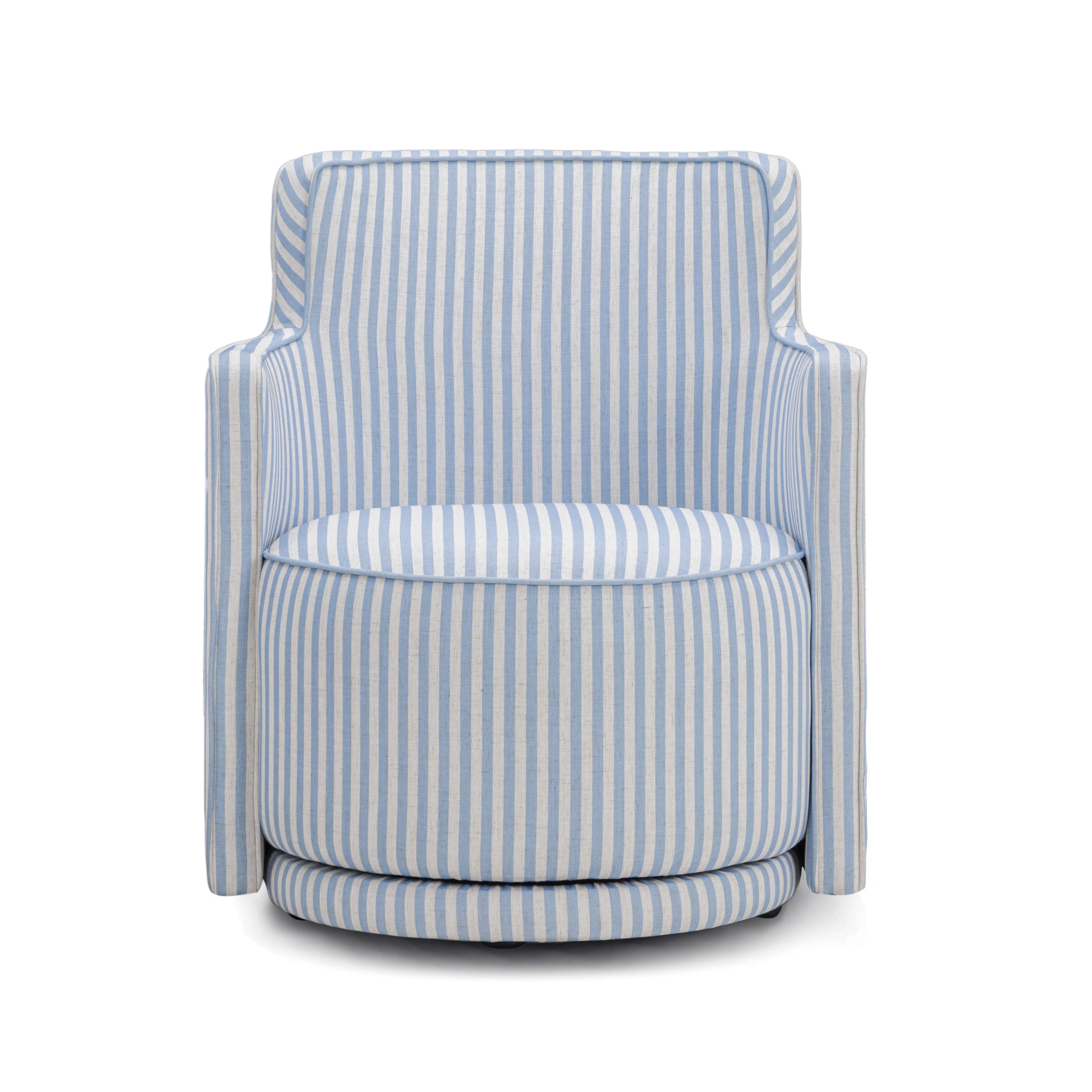 Passe Striped Linen Swivel Chair