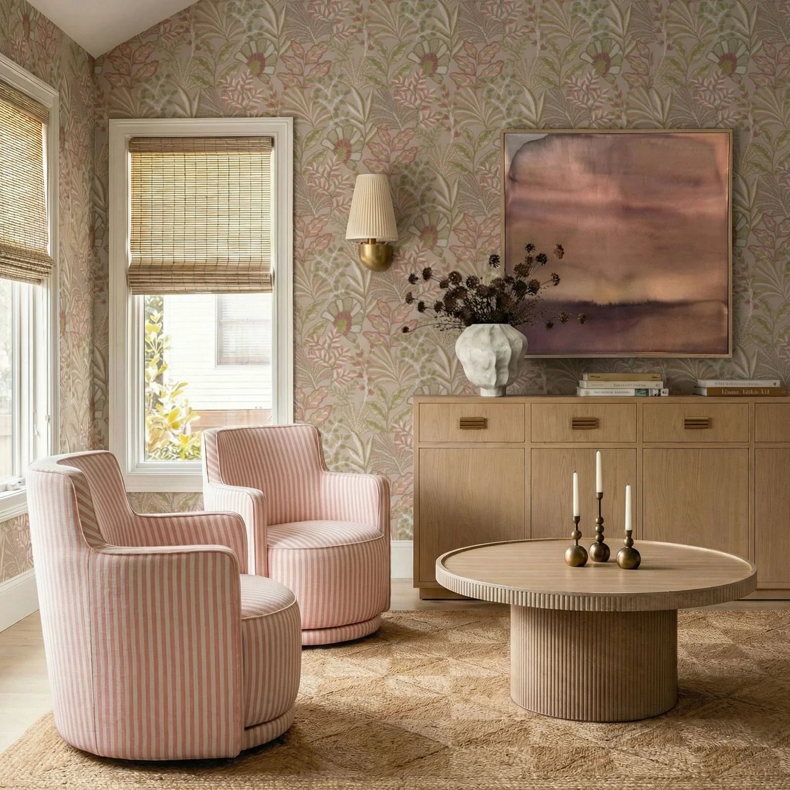 Passe Striped Linen Swivel Chair