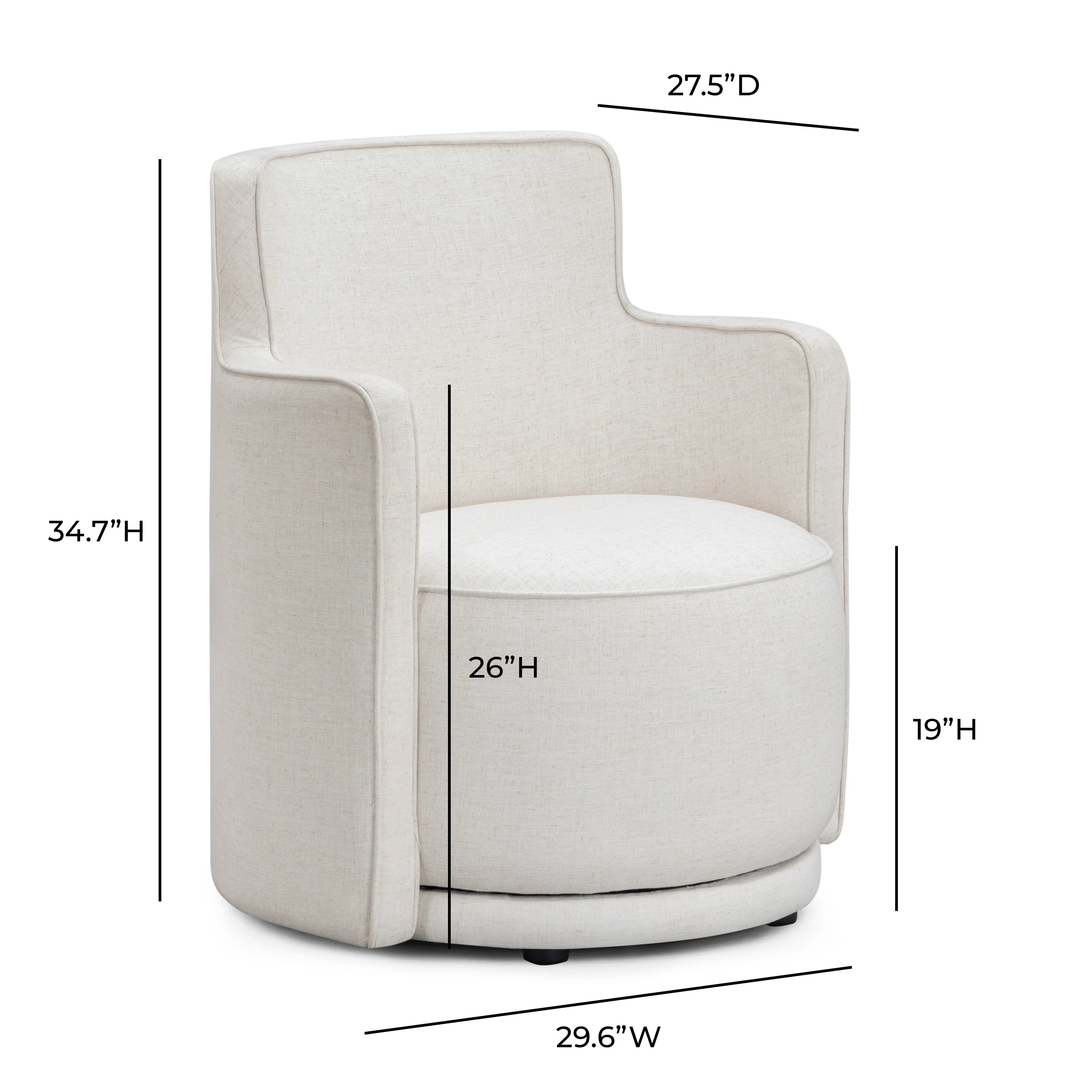 Passe Cream Upcycled Performance Linen Swivel Chair