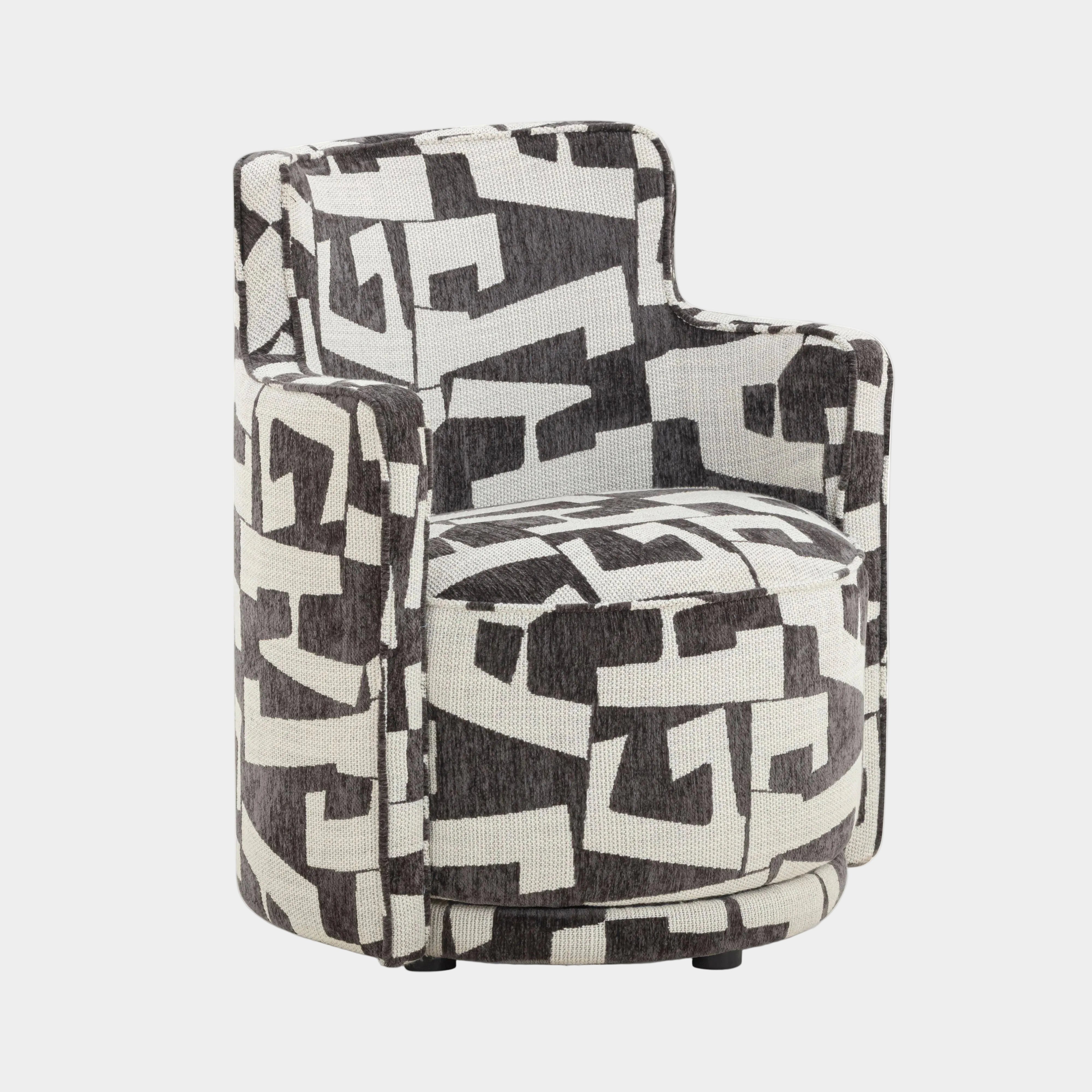 Passe Black Performance Jacquard Swivel Chair