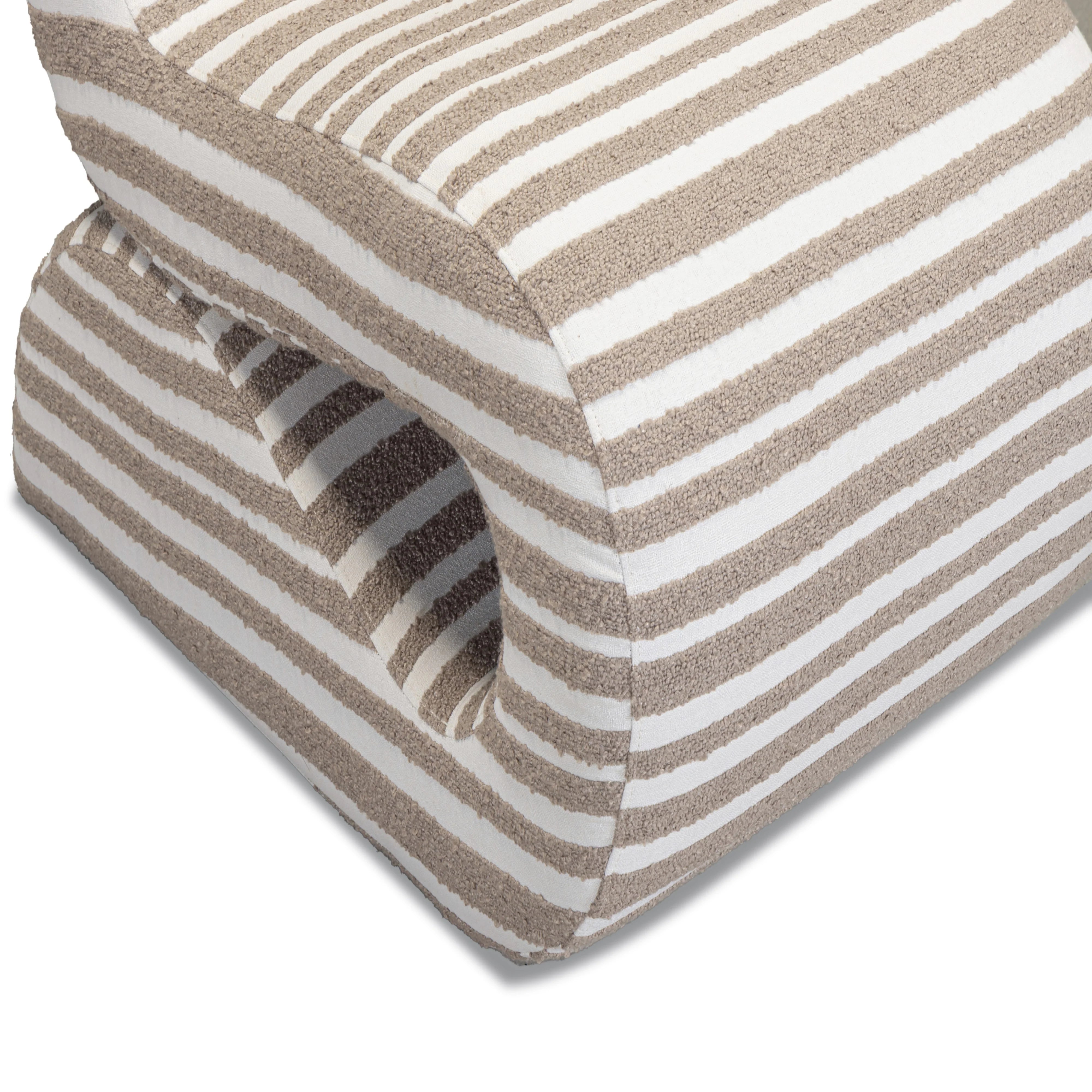 Senna Taupe Organic Stripes Contract-Grade Jacquard Fabric Accent Chair