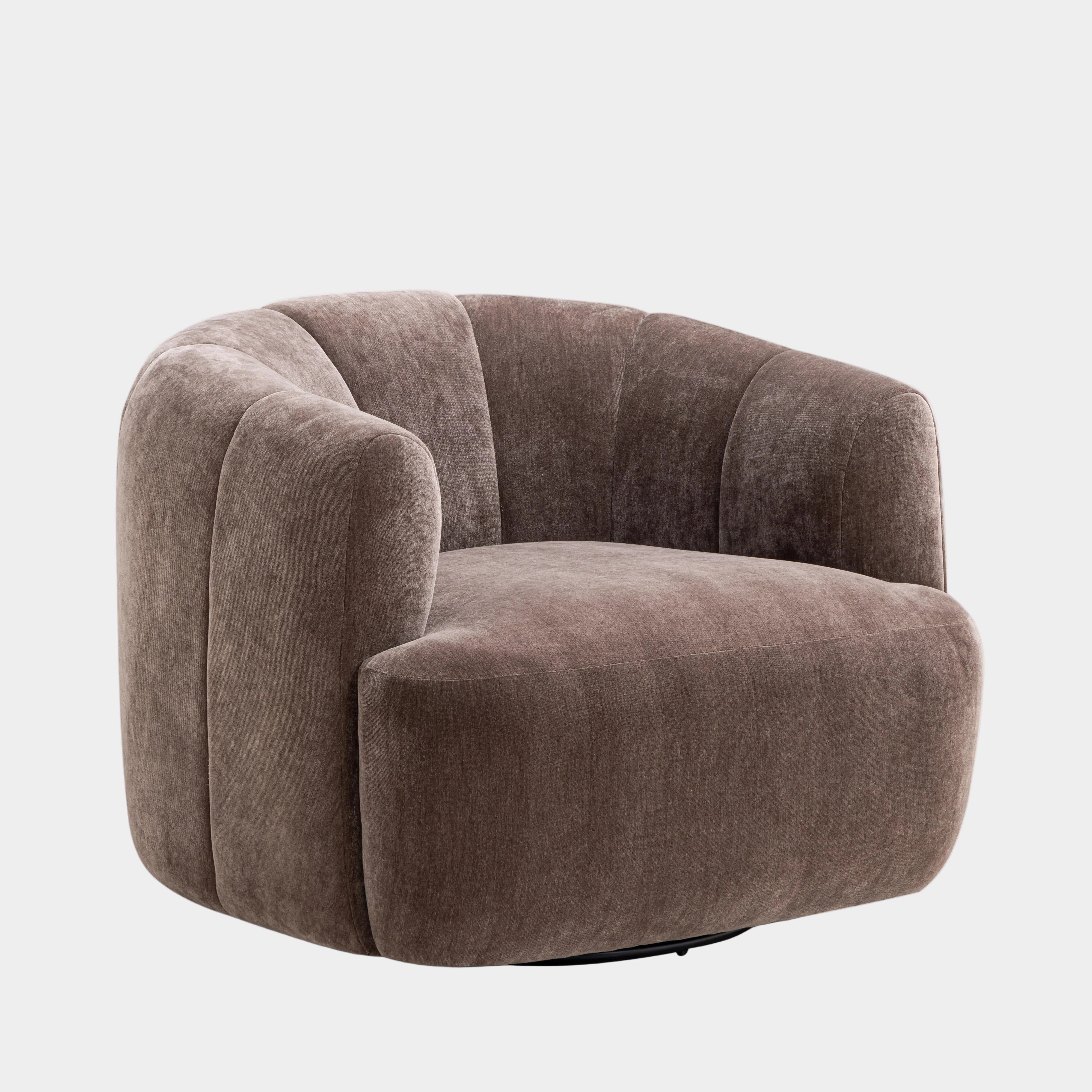 Jasmine Upcycled Contract-Grade Basketweave Fabric Swivel Accent Chair