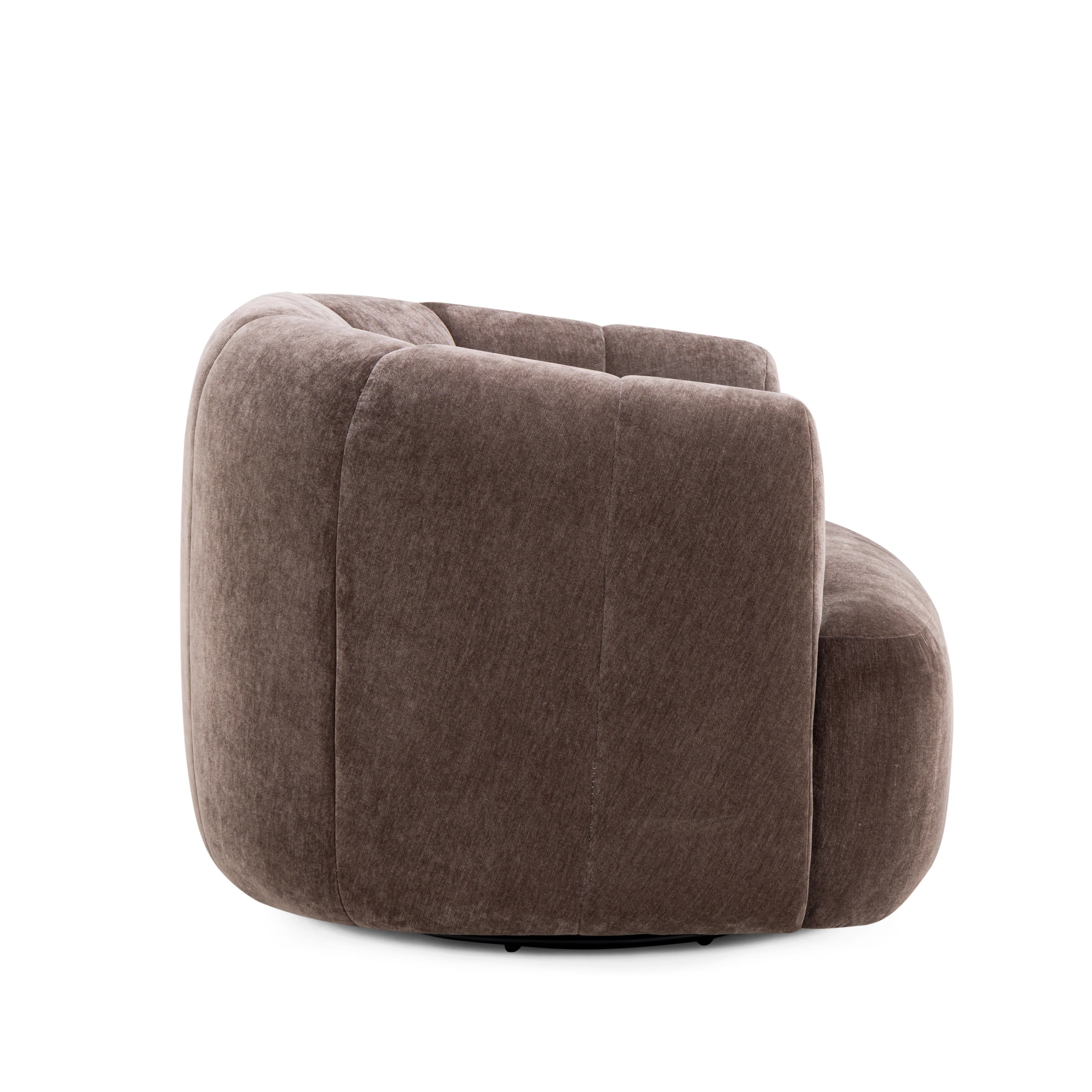 Jasmine Upcycled Contract-Grade Basketweave Fabric Swivel Accent Chair