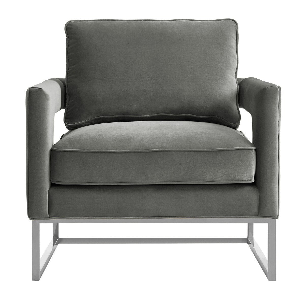 Avery Grey Velvet Chair with Silver Base