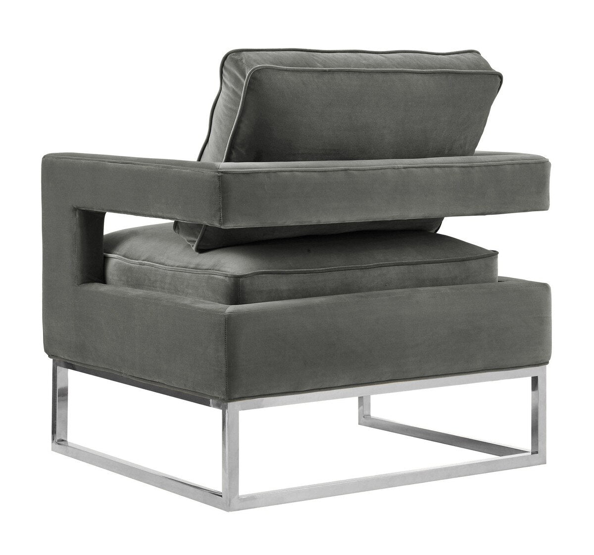 Chaise Avery en velours gris avec base argentée 