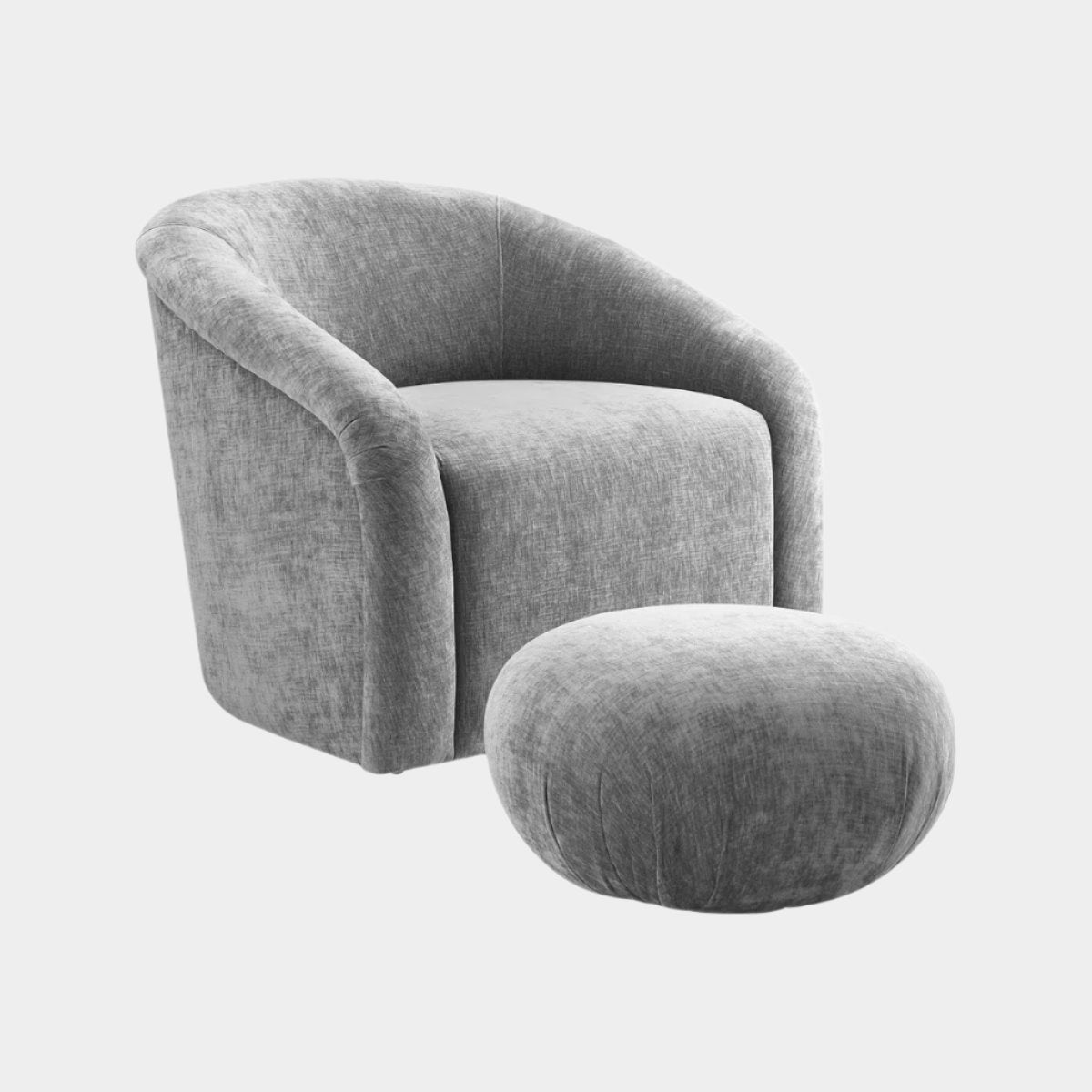 Ensemble chaise et pouf en chenille gris Boboli 