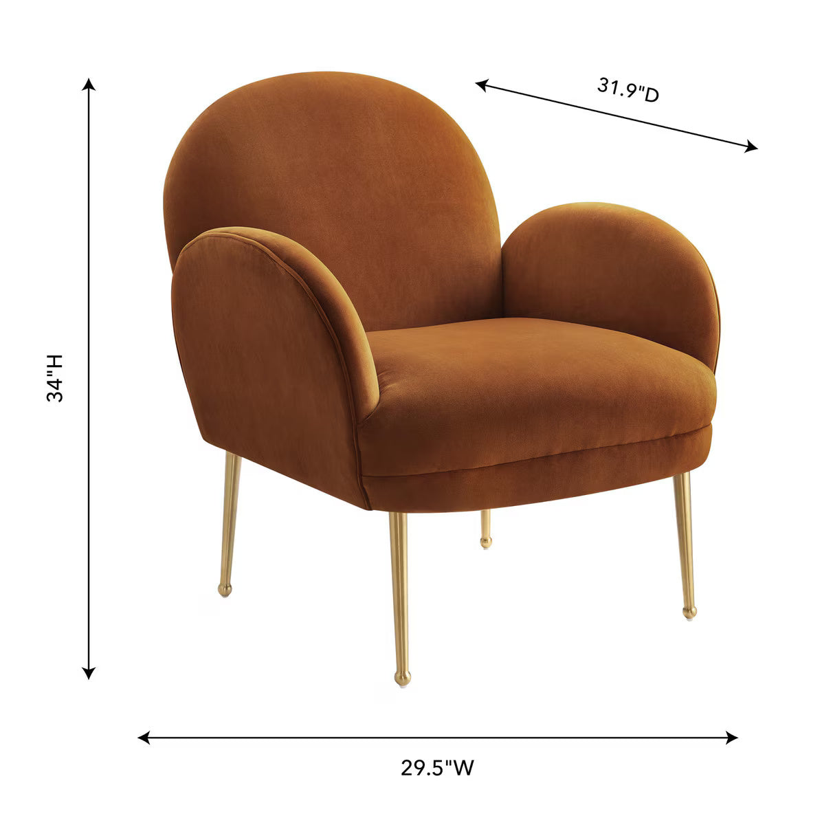 Gwen Cognac Velvet Chair