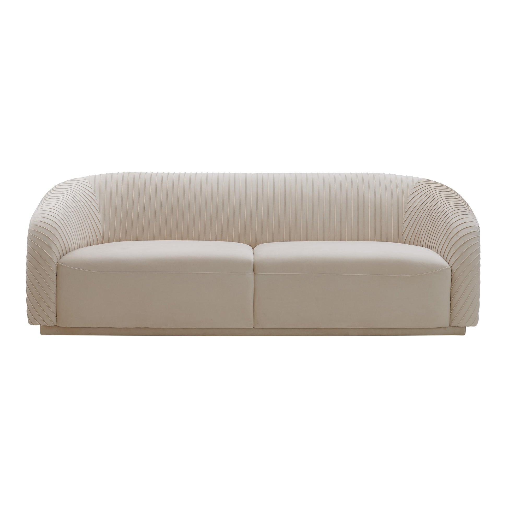 Yara Pleated Beige Velvet Sofa By Inspire Me! Home Decor