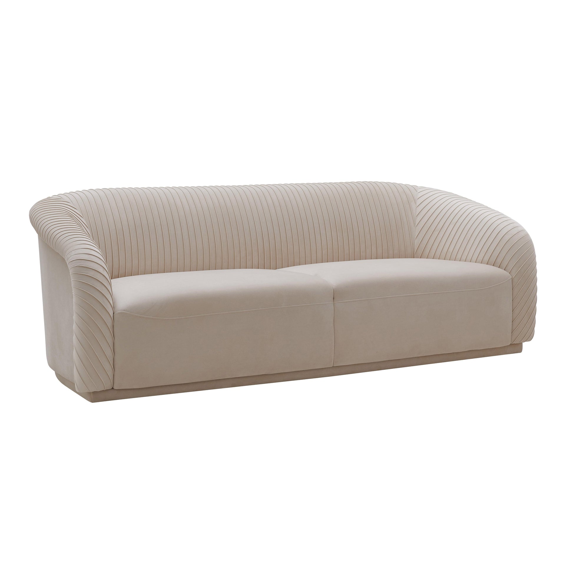 Yara Pleated Beige Velvet Sofa By Inspire Me! Home Decor