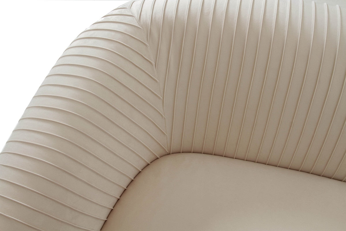 Yara Pleated Beige Velvet Loveseat By Inspire Me! Home Decor