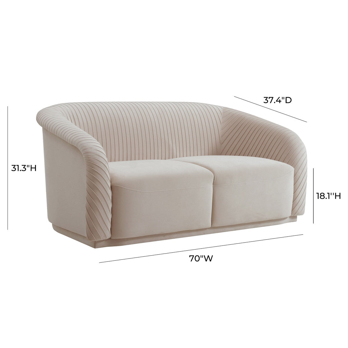 Canapé 2 places en velours plissé beige Yara par Inspire Me! Home Decor