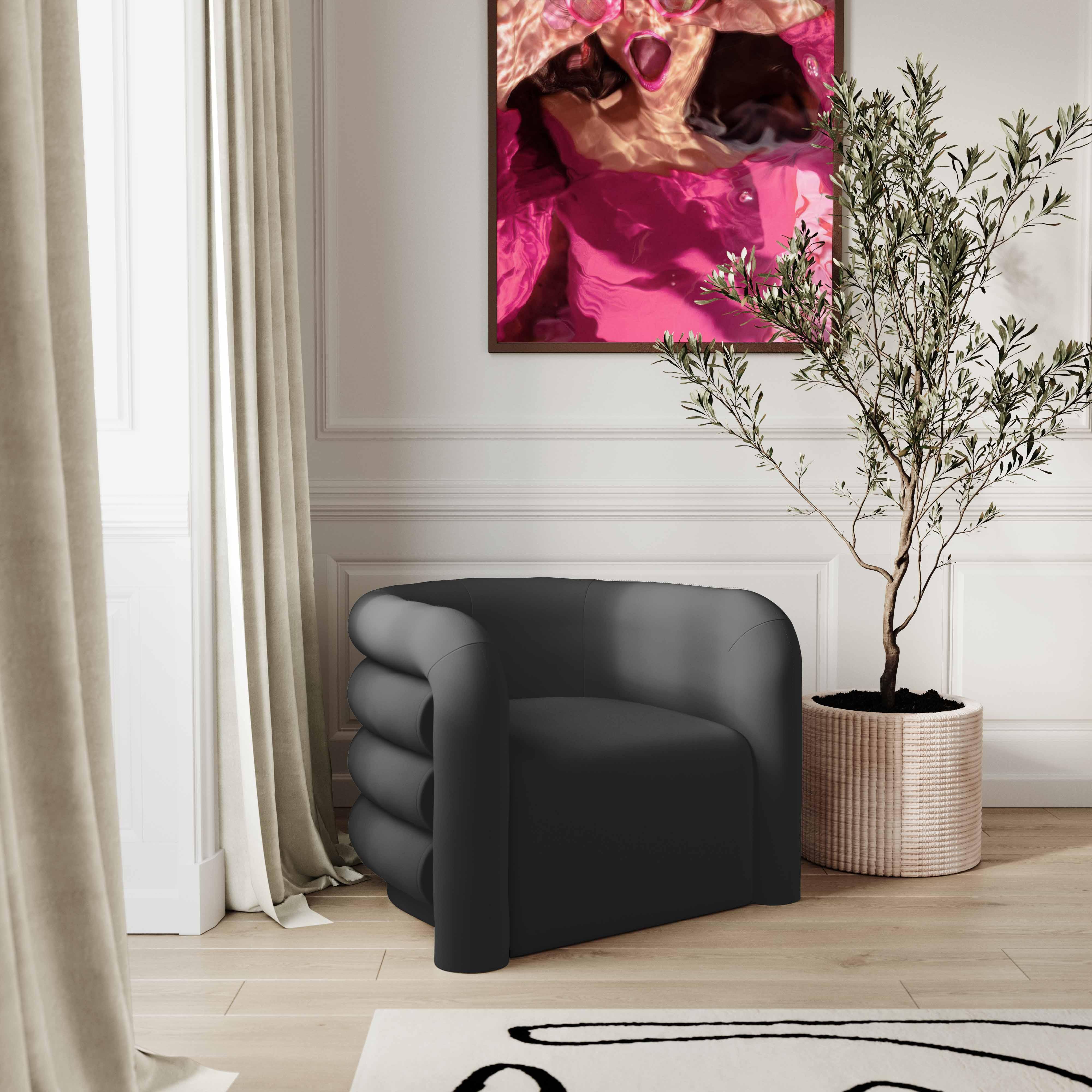 Fauteuil Lounge Curves en Velours Noir 