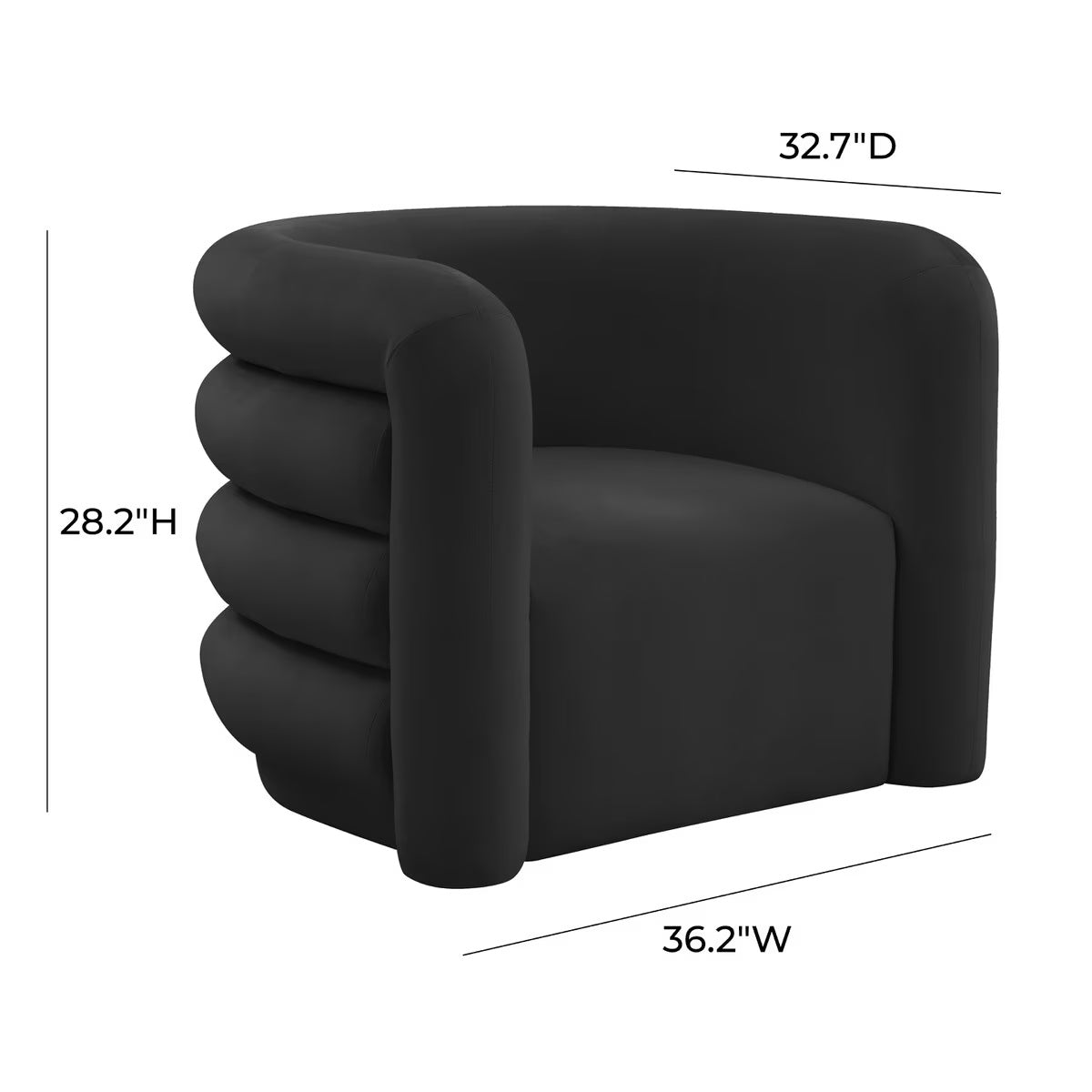 Curves Black Velvet Lounge Chair