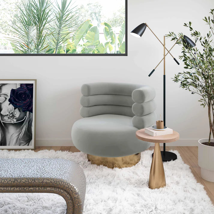 Chaise pivotante en velours Naomi Blush 