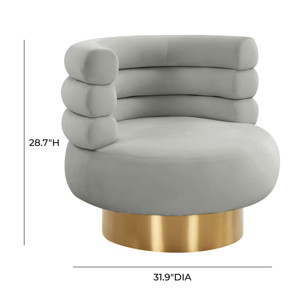 Naomi Grey Velvet Swivel Chair