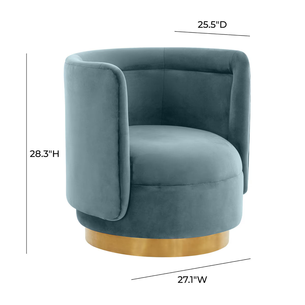 Remy Bluestone Velvet Swivel Chair