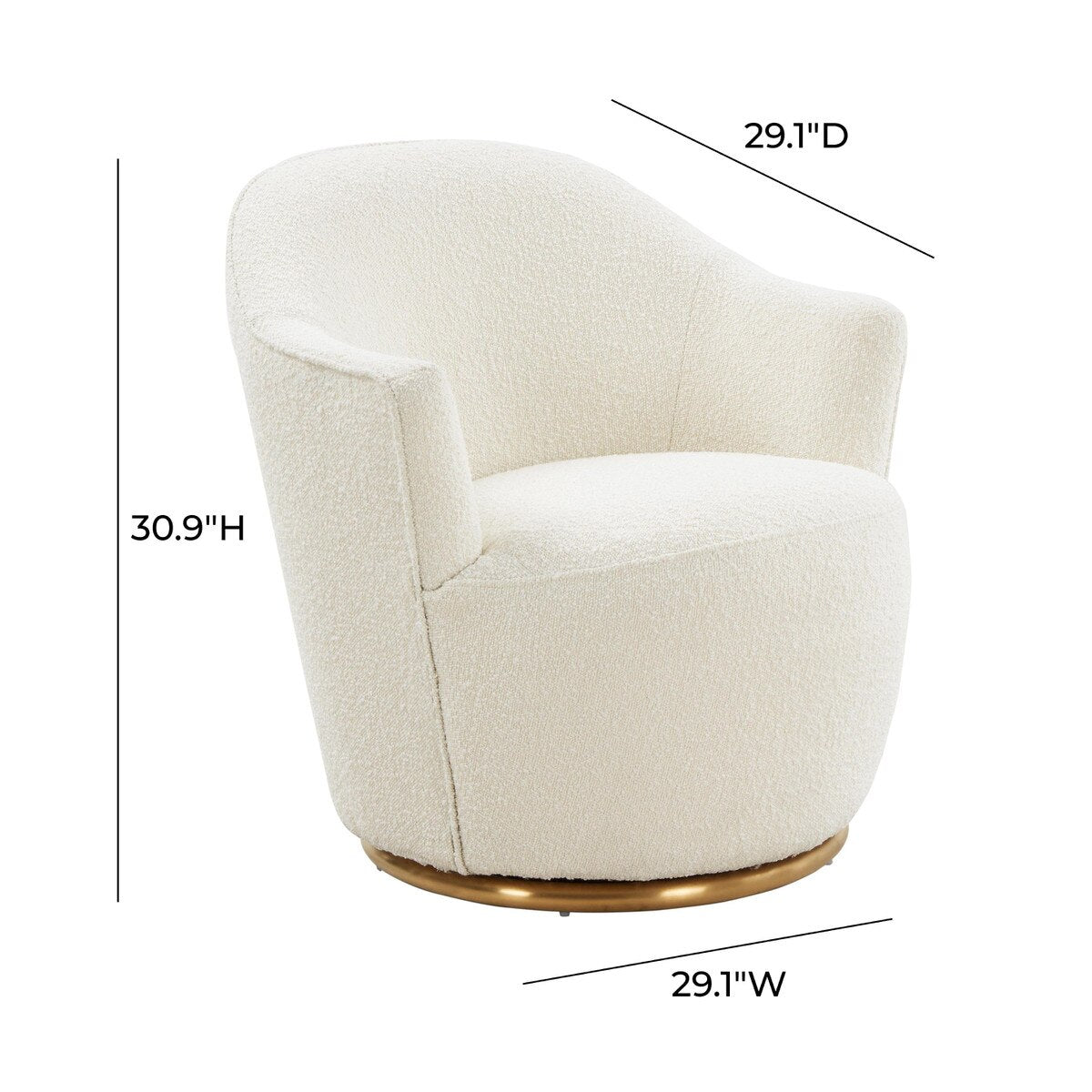 Skyla Cream Boucle Swivel Chair