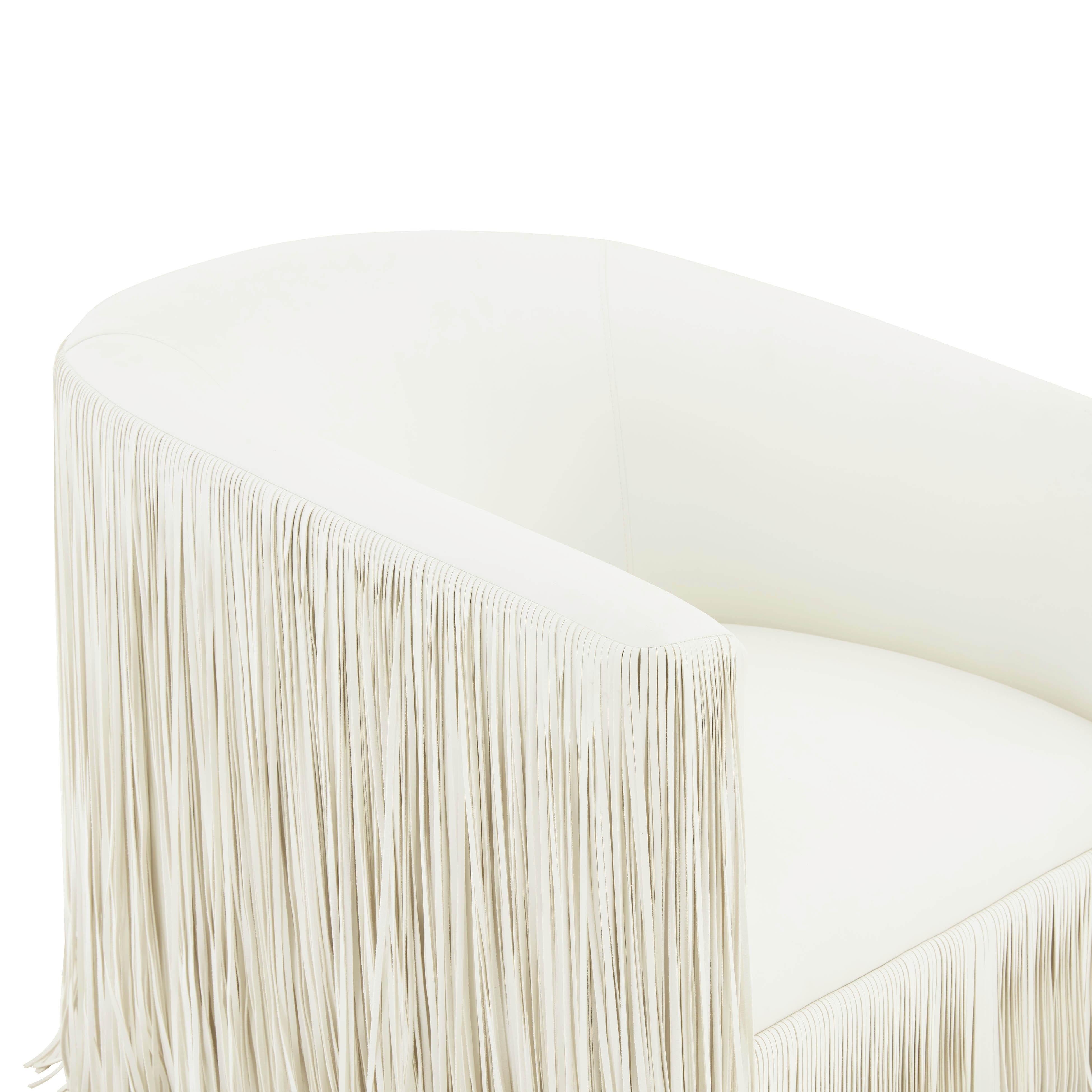 Chaise pivotante Shag Me Ivory Performance en cuir végétalien 