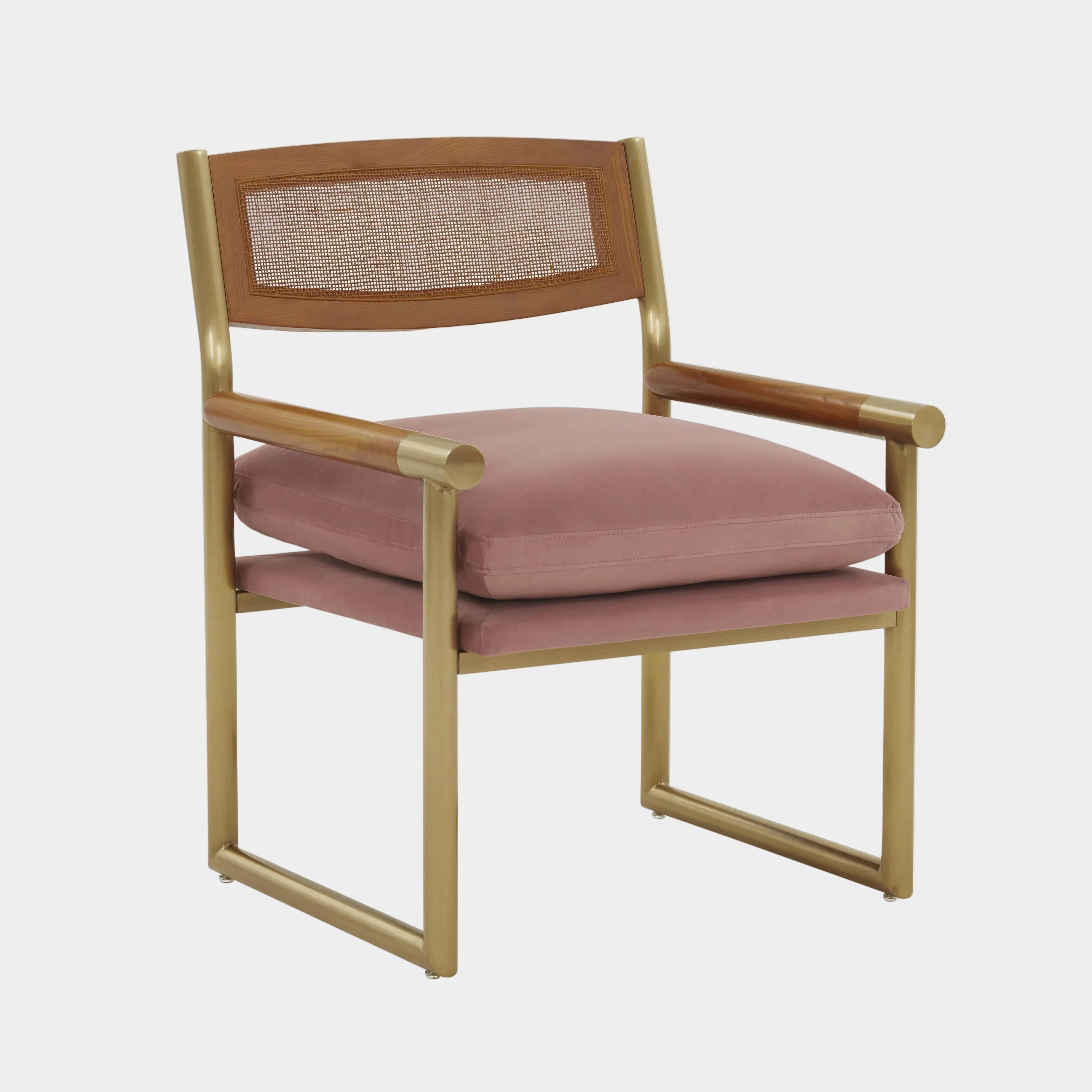 Harlow Rattan and Performance Velvet Accent Chair