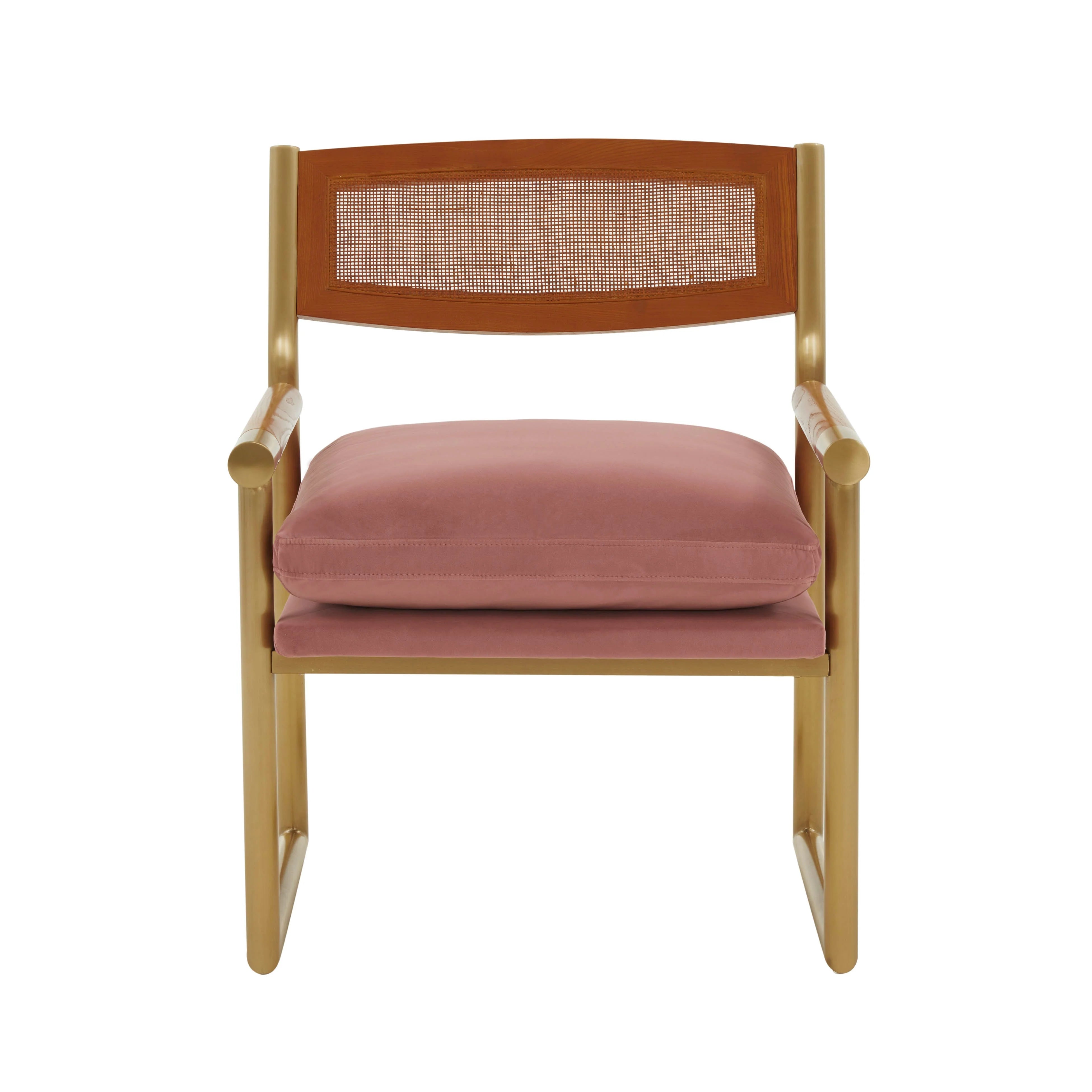 Harlow Rattan and Performance Velvet Accent Chair