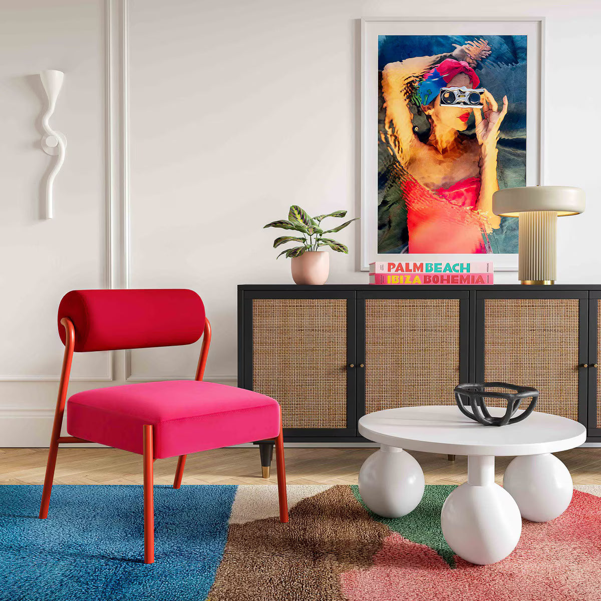 Jolene Hot Pink Velvet Accent Chair