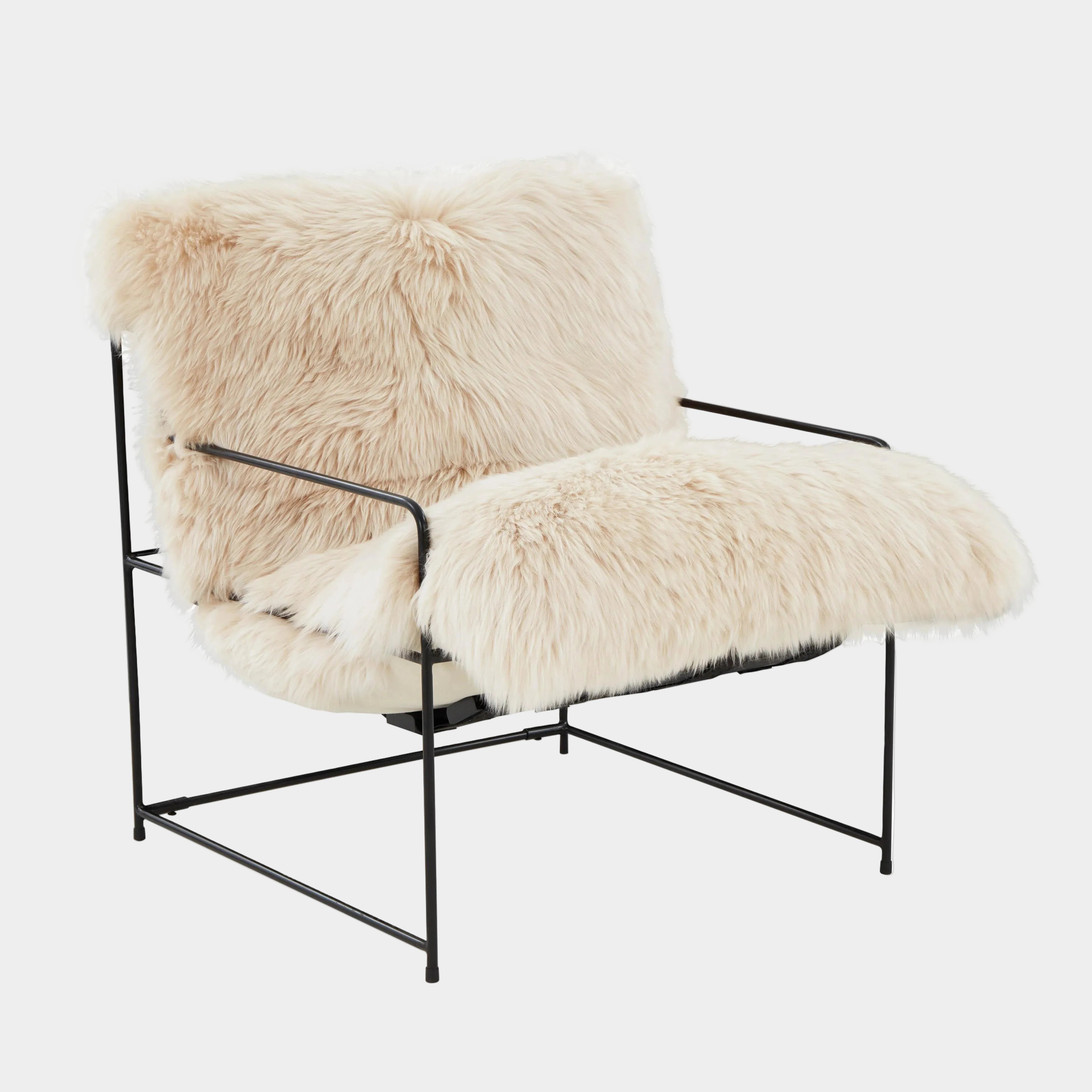 Chaise Kimi en peau de mouton véritable 