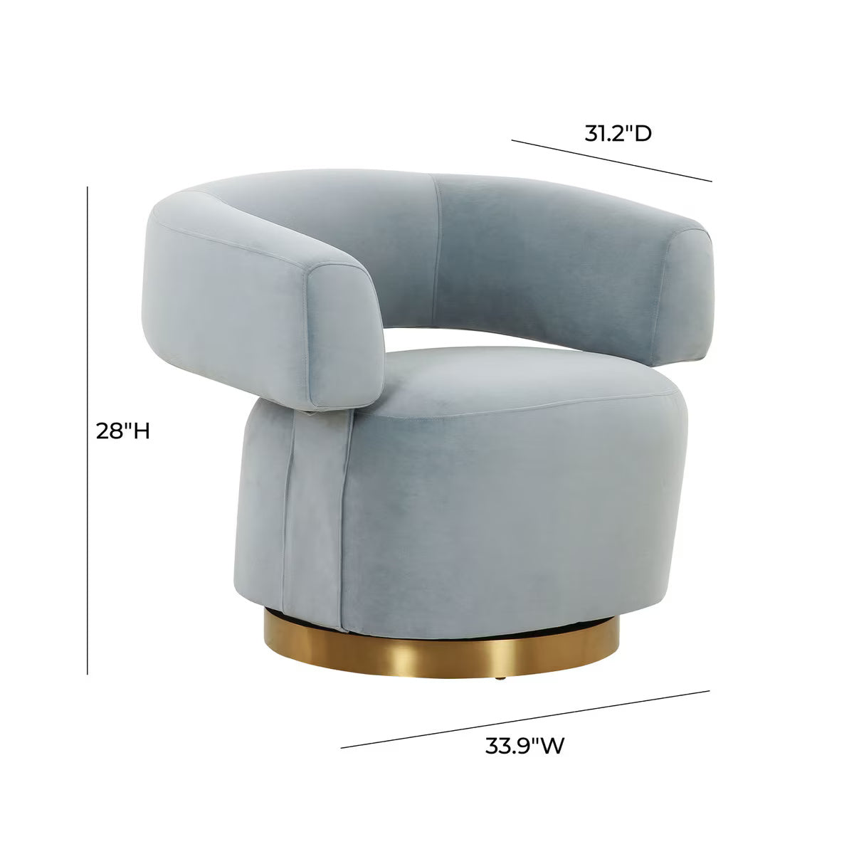 River Steel Grey Velvet Swivel Accent Chair