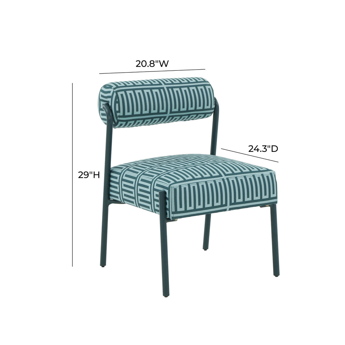 Jolene Green Patterned Linen Accent Chair