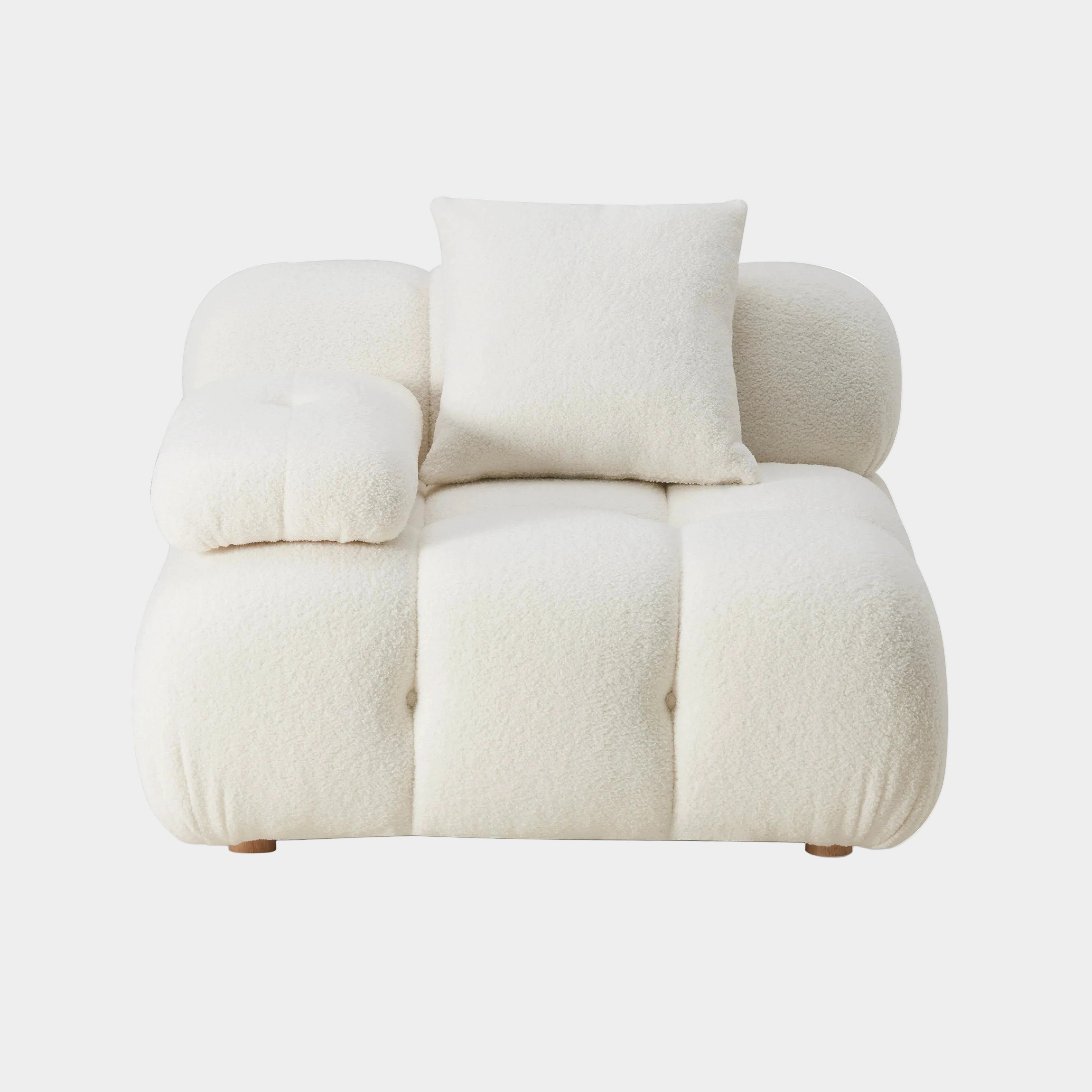 Chaise d'angle modulaire en peau de mouton végétalienne crème Calliope