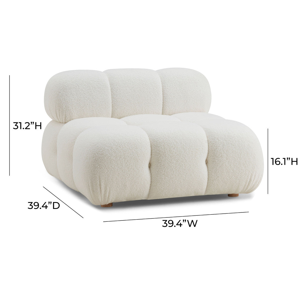 Calliope Cream Vegan Shearling Modular Armless Chair