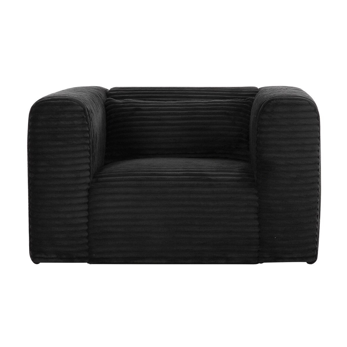 Tarra Fluffy Oversized Black Corduroy Armchair