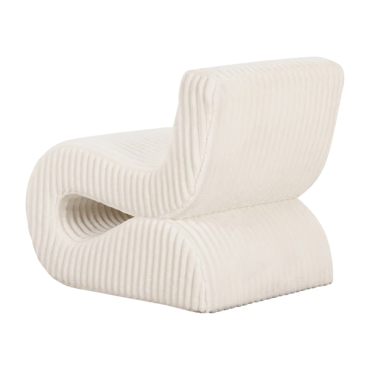 Fauteuil d'appoint surdimensionné en velours côtelé crème Senna