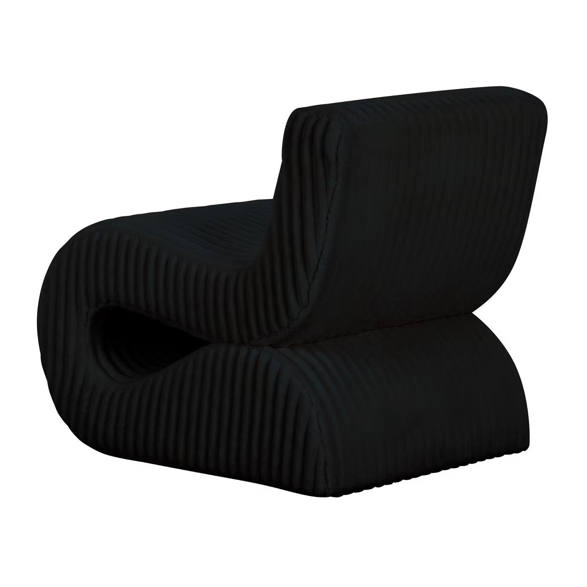 Fauteuil d'appoint surdimensionné en velours côtelé noir Senna