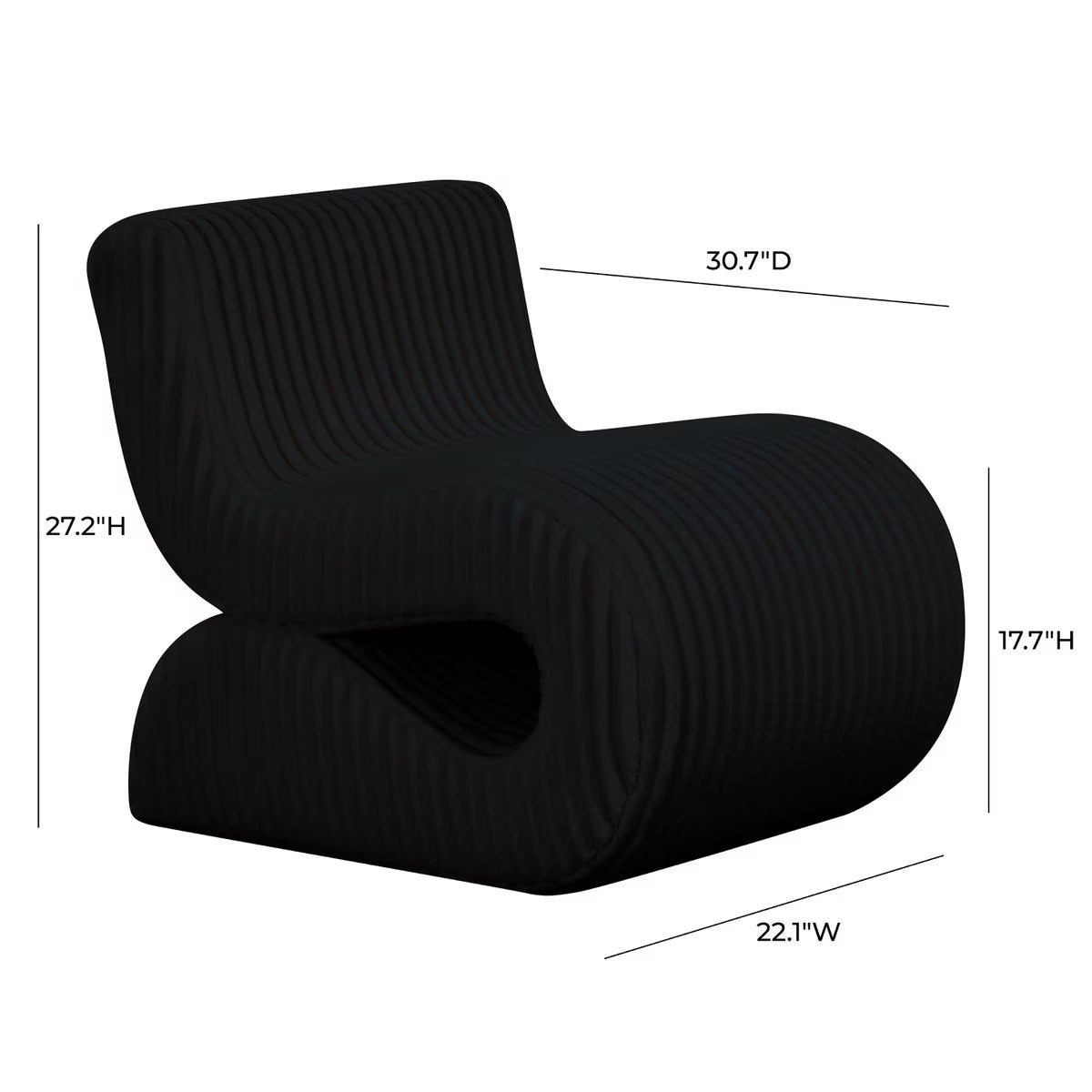 Fauteuil d'appoint surdimensionné en velours côtelé noir Senna