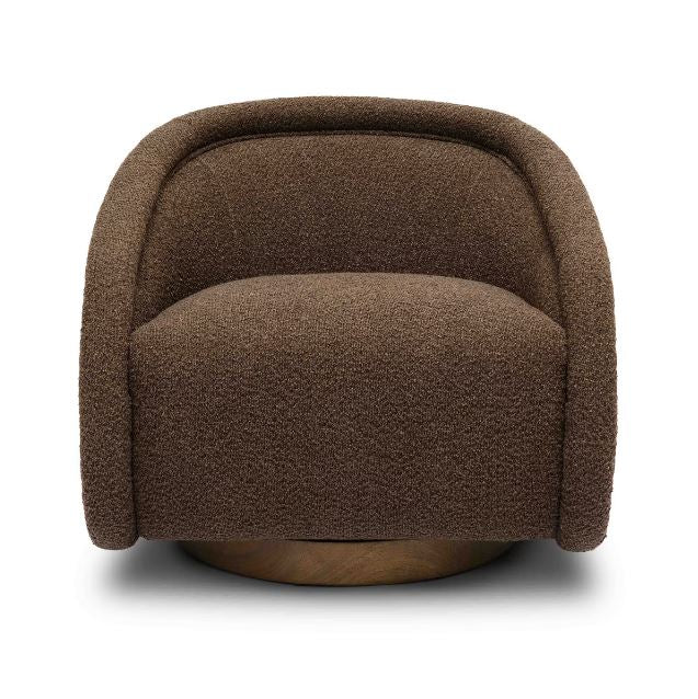 Rory Chocolate Brown Boucle Swivel Chair