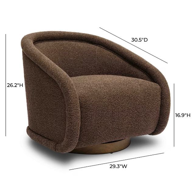 Rory Chocolate Brown Boucle Swivel Chair