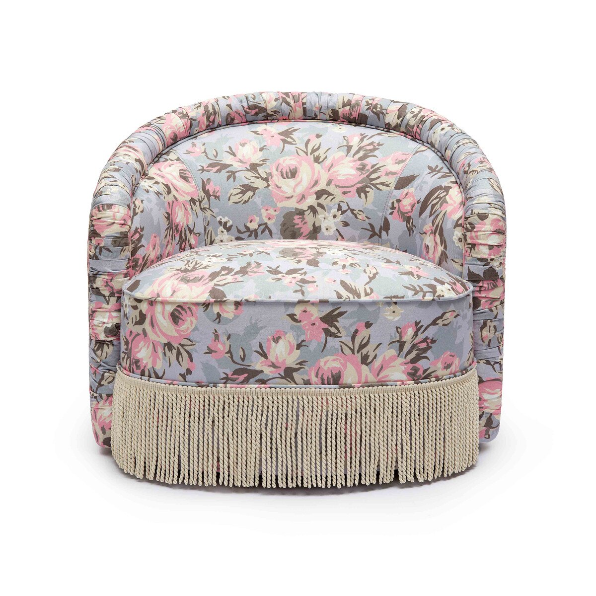 Pamela Spring Floral Print Tasseled Lounge Chair