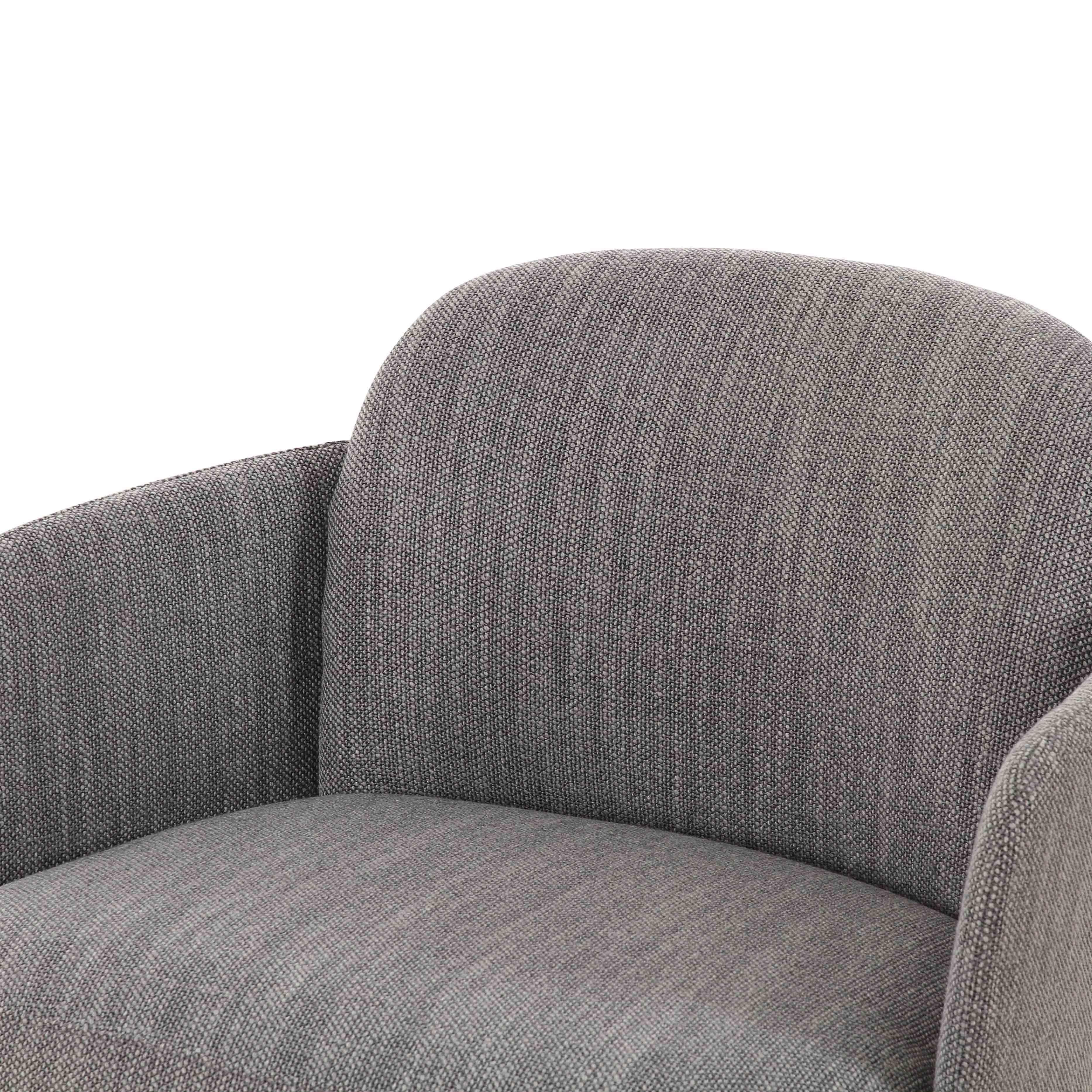 Solange Grey Textured Contract-Grade Weave Fabric Swivel Accent Chair