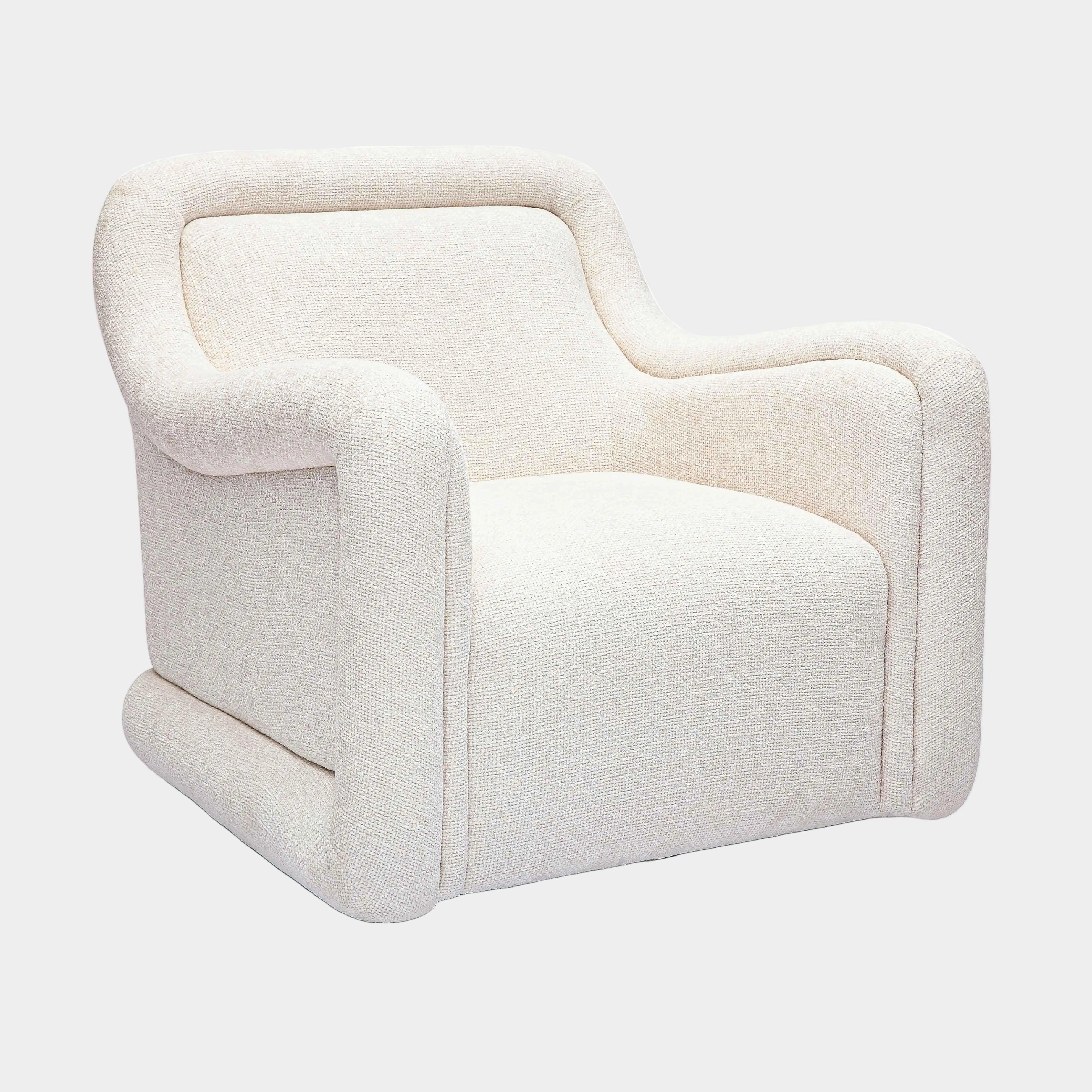 Charli Cream Performance Basketweave Chenille Swivel Chair