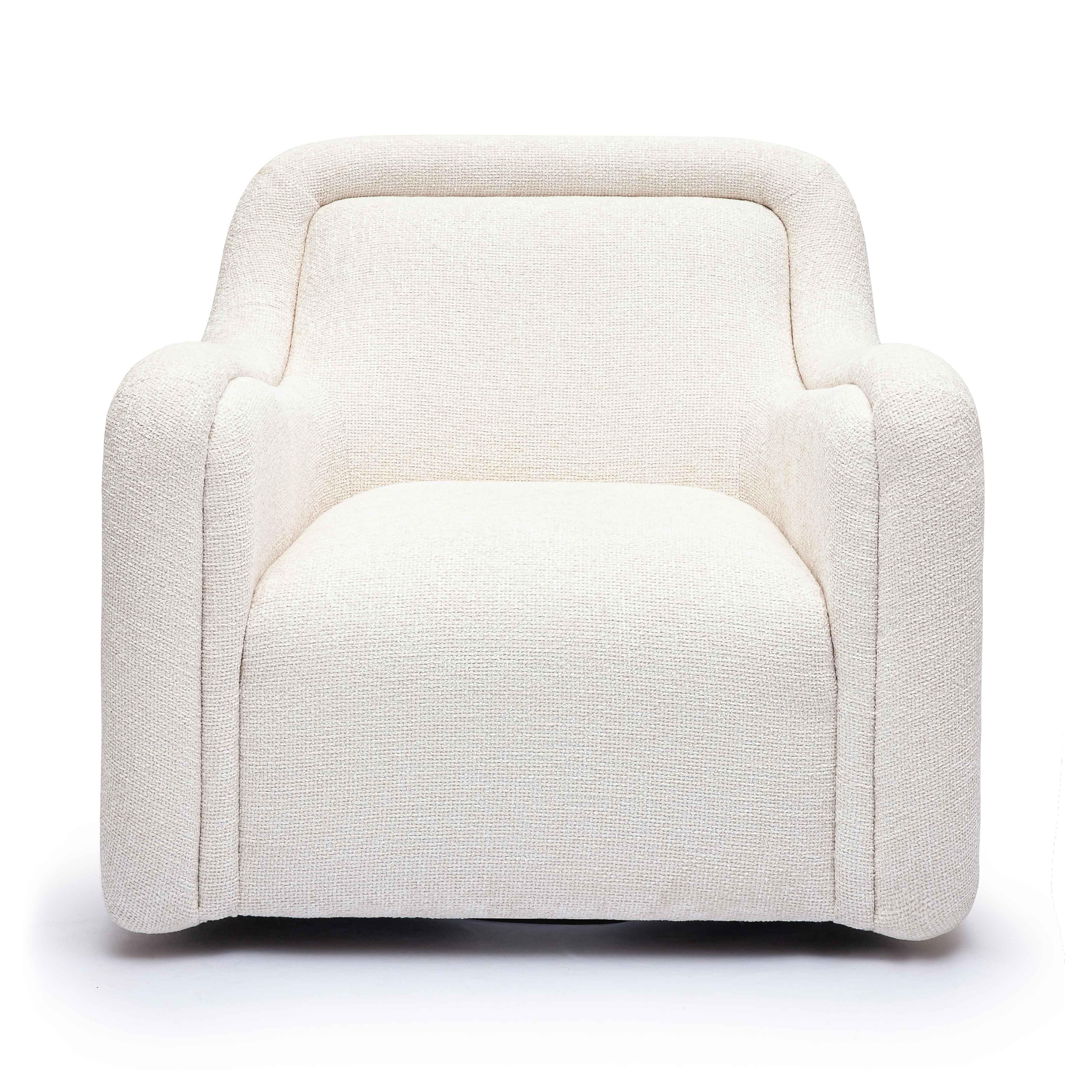 Charli Cream Performance Basketweave Chenille Swivel Chair