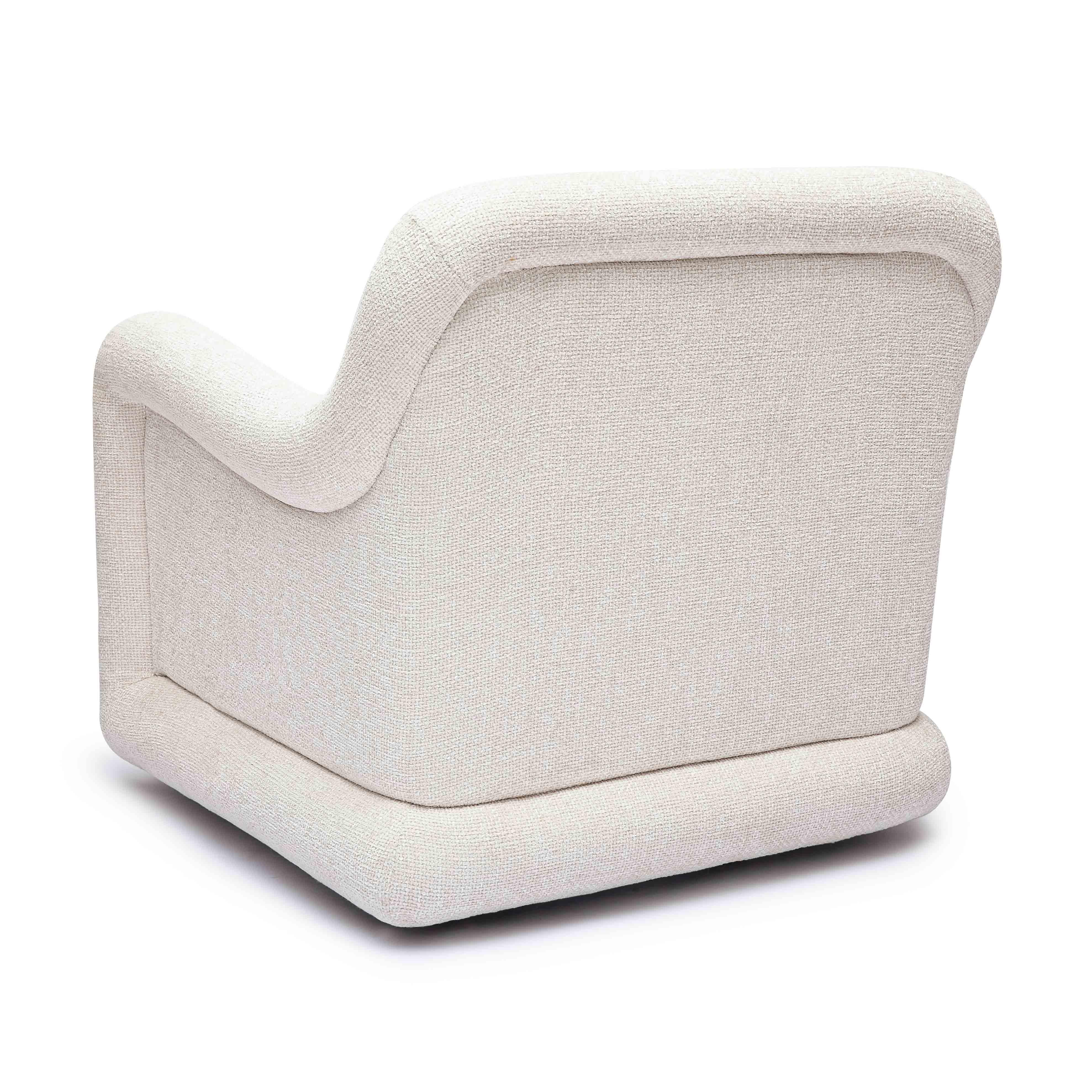 Charli Cream Performance Basketweave Chenille Swivel Chair
