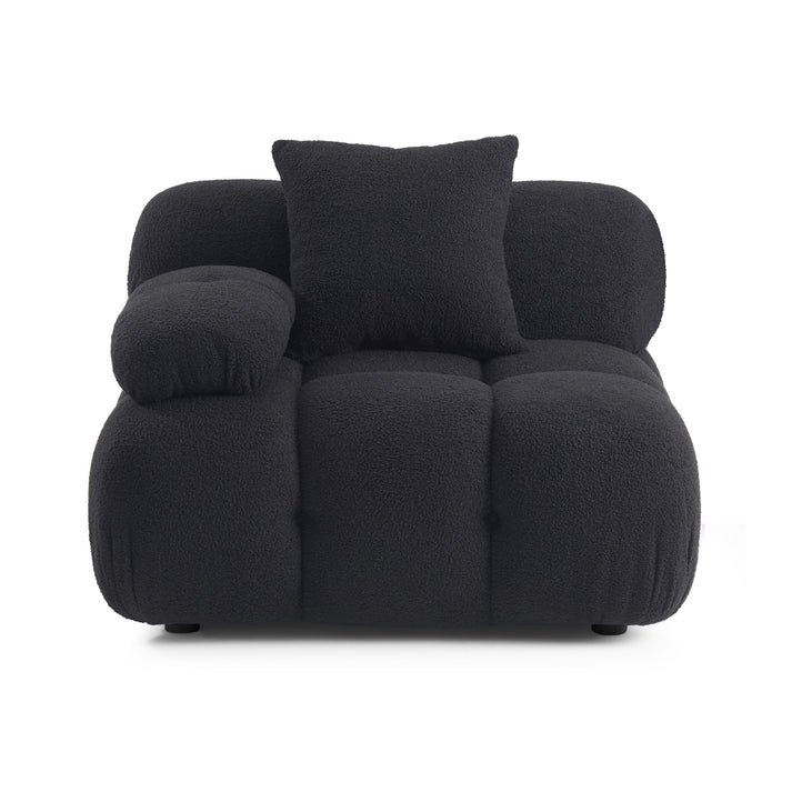 Chaise d'angle modulaire en peau de mouton végétalienne crème Calliope