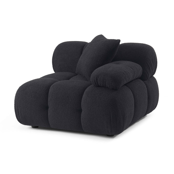 Chaise d'angle modulaire en peau de mouton végétalienne crème Calliope