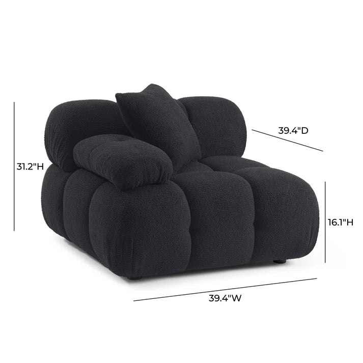 Chaise d'angle modulaire en peau de mouton végétalienne crème Calliope
