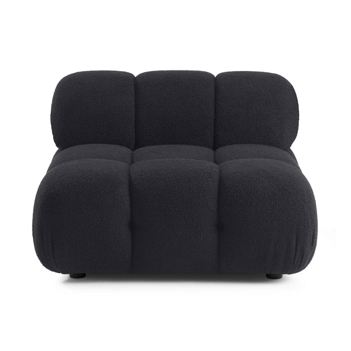 Chaise modulaire sans accoudoirs en peau de mouton végétalien crème Calliope