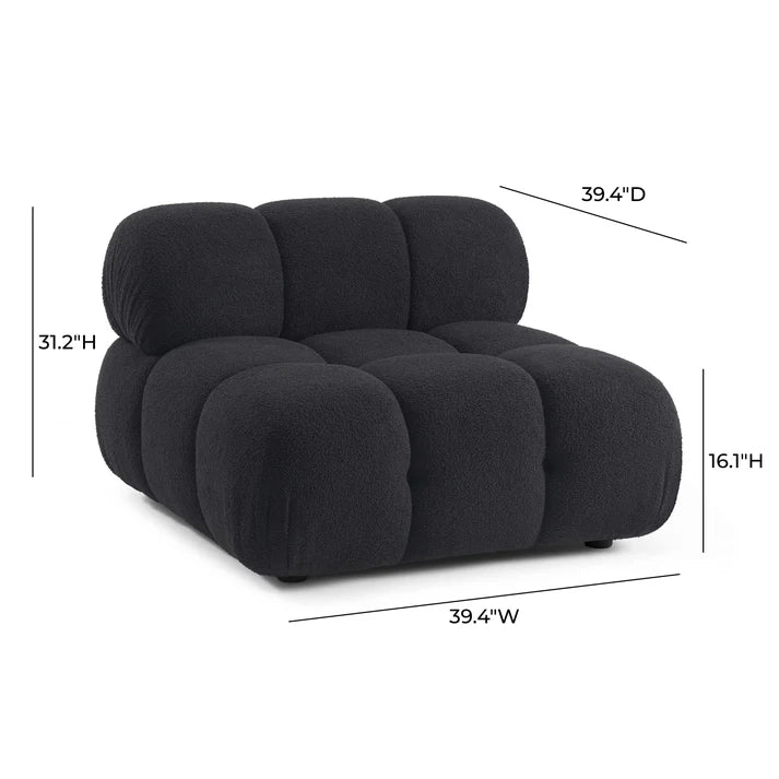Chaise modulaire sans accoudoirs en peau de mouton végétalien crème Calliope