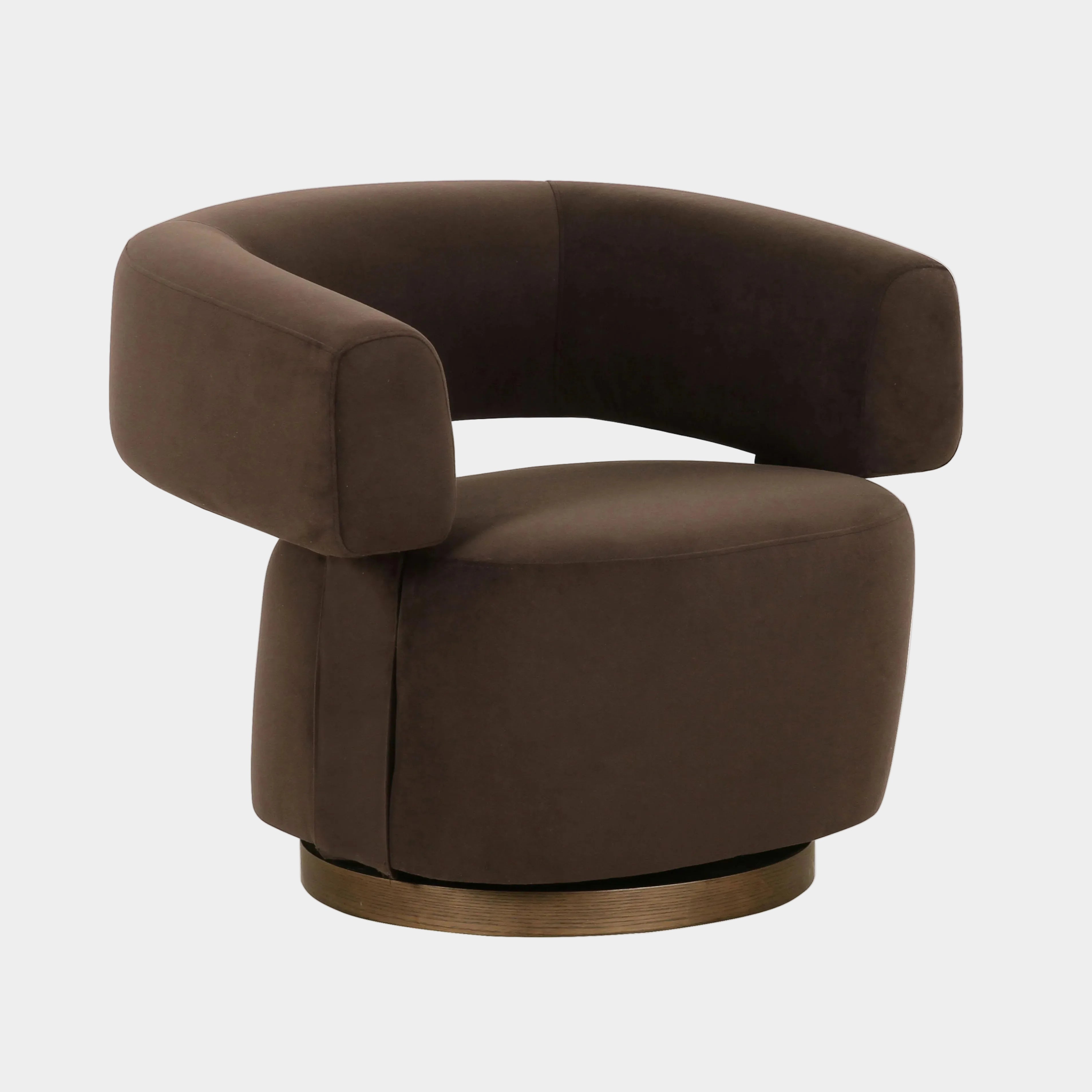 River Chocolate Brown Performance Velvet Swivel Accent Chair