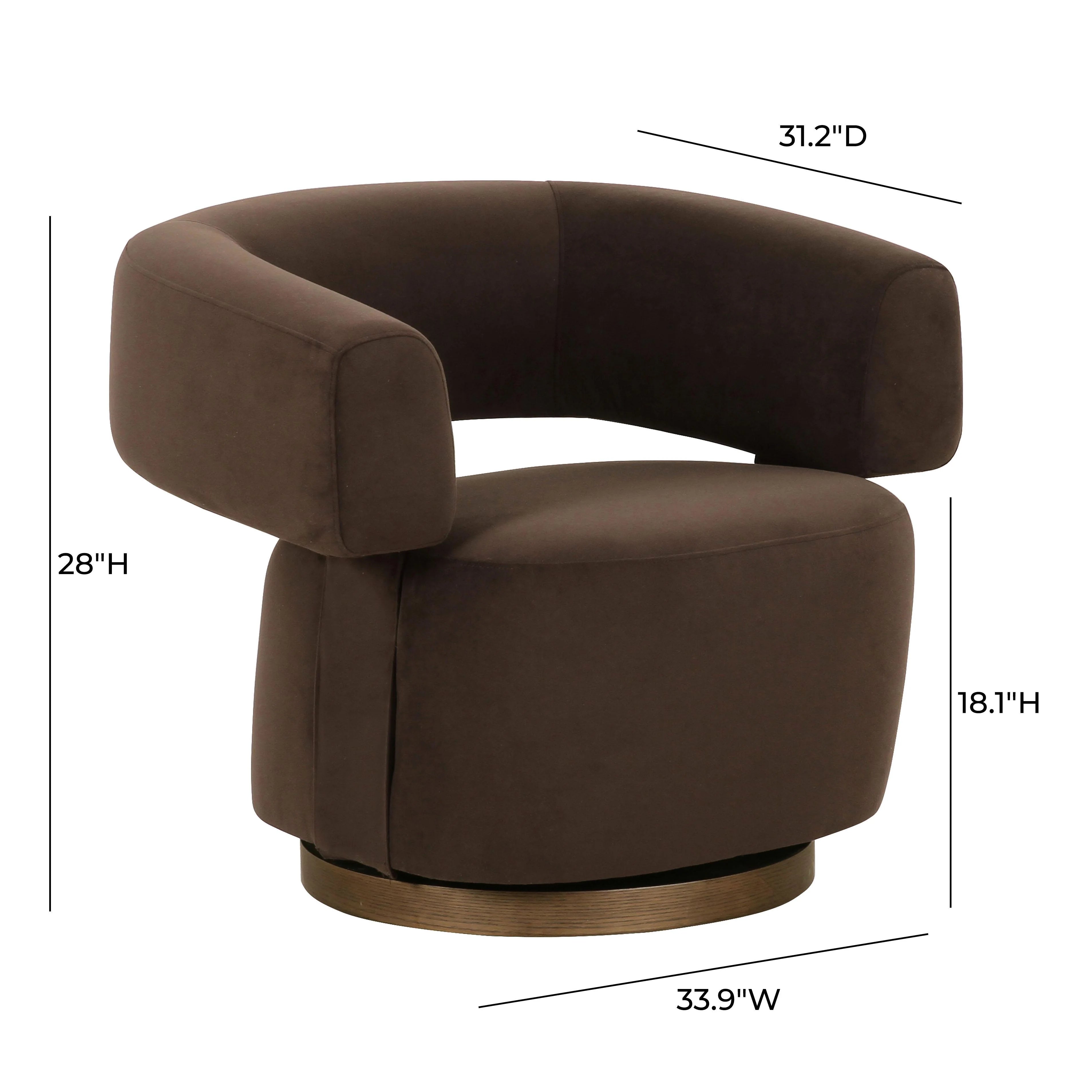 River Chocolate Brown Performance Velvet Swivel Accent Chair