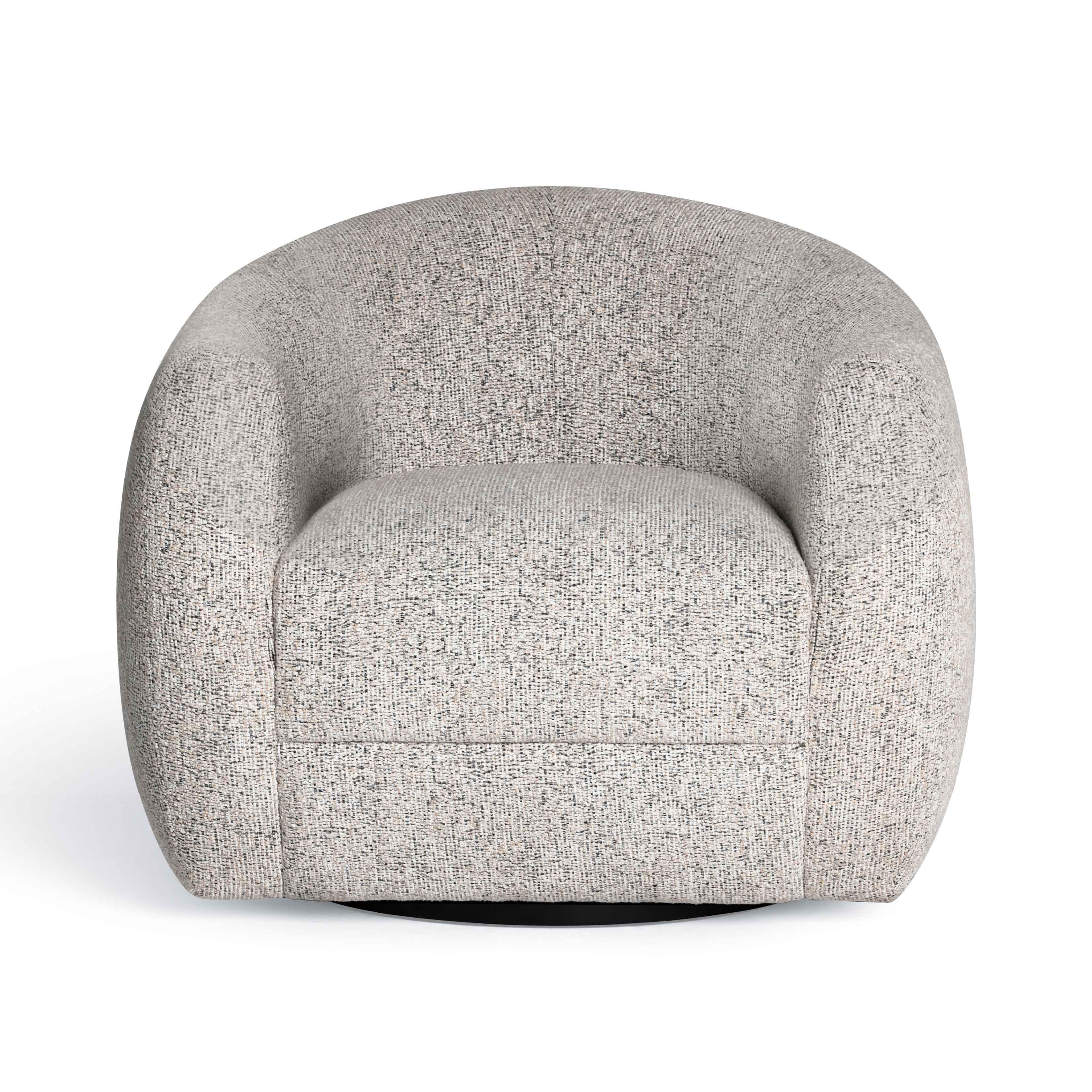 Judy Black and White Woven Performance Fabric Swivel Chair